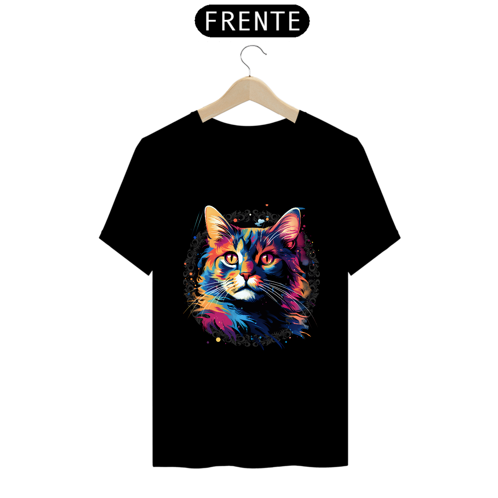 Camiseta 'Gato Elegante': A Estampa Exclusiva que Define Tendências!