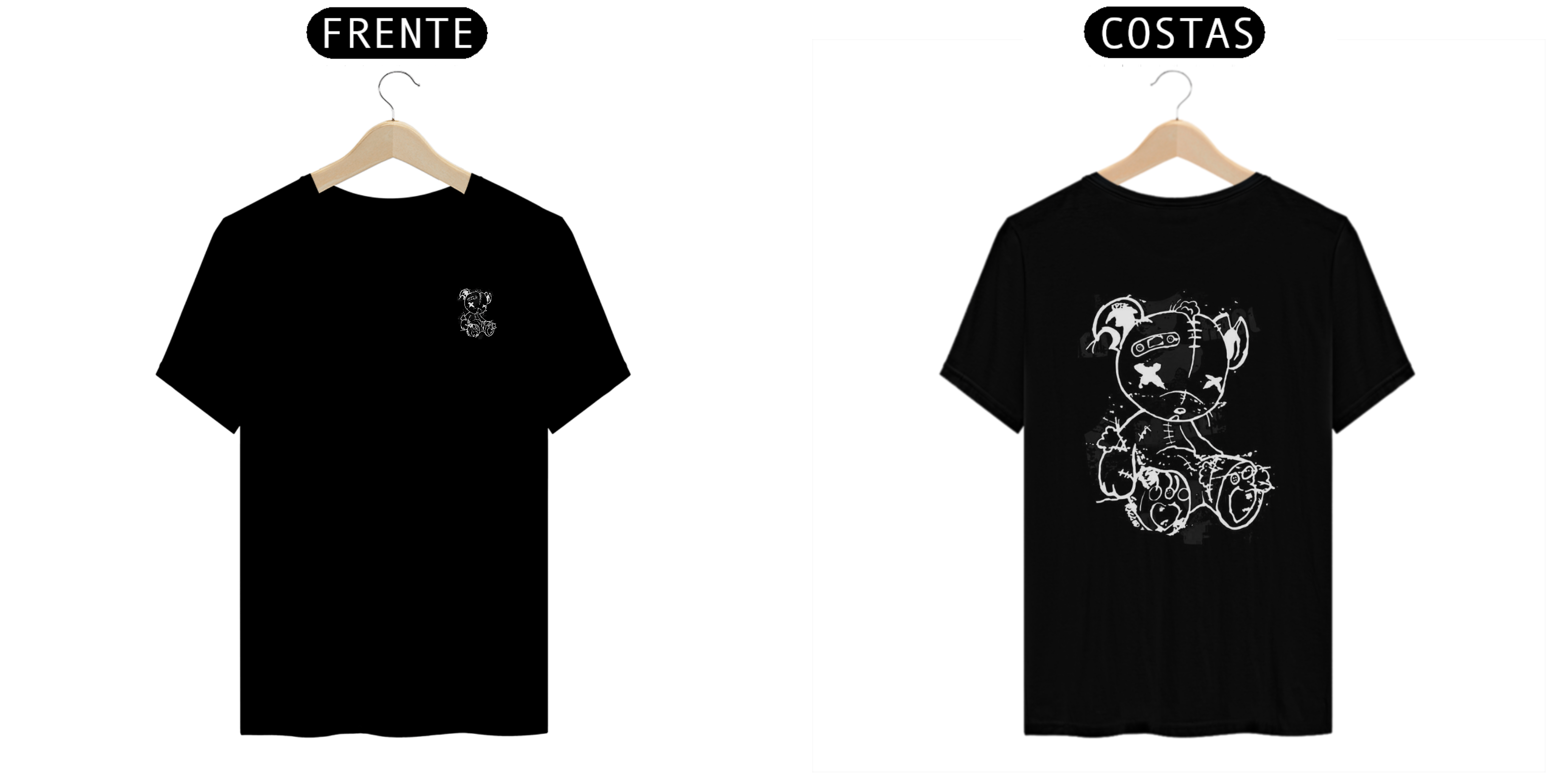 Camiseta Preta - Desenho Animado Ocasional (Frente e Verso)