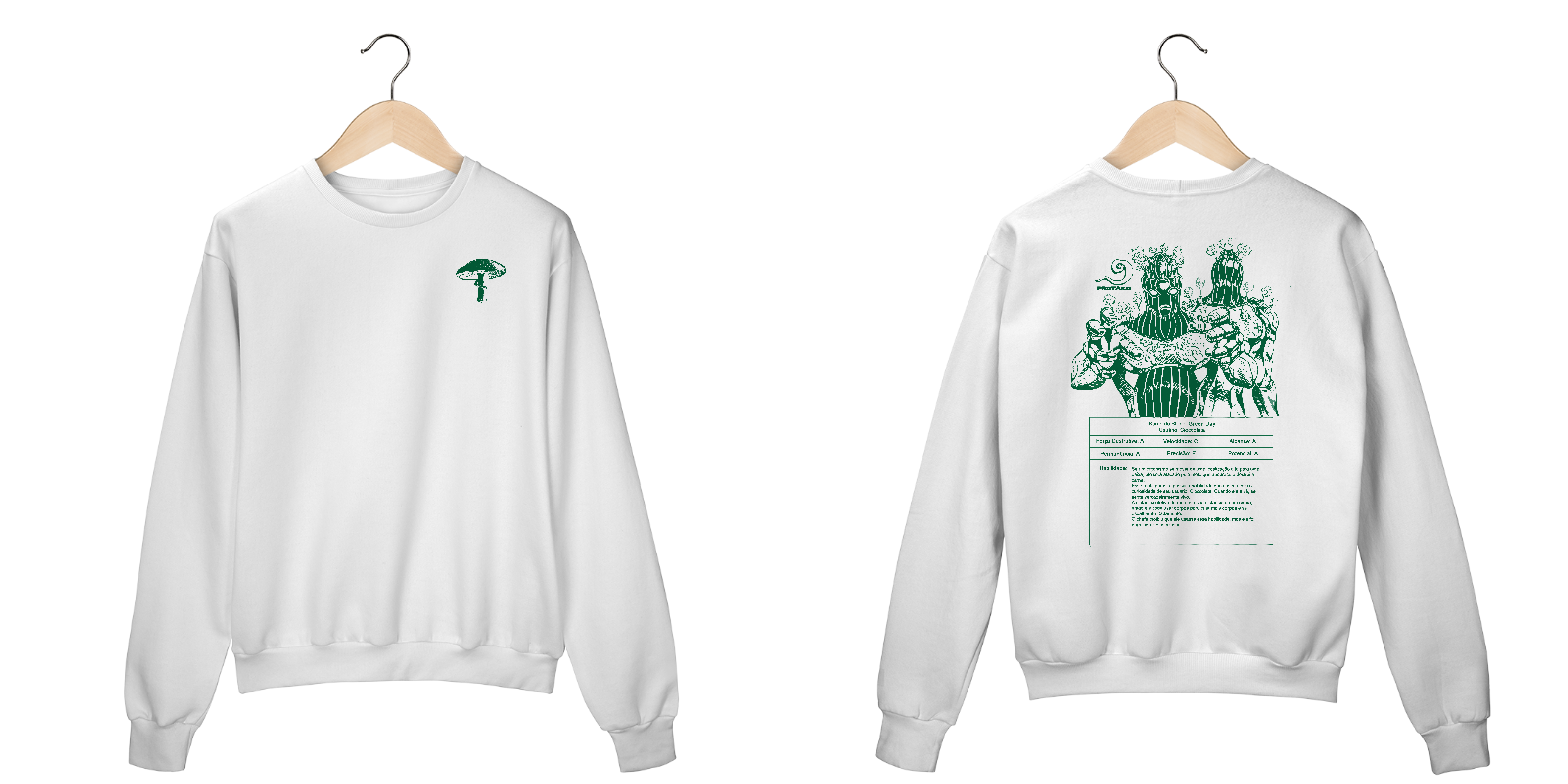 Moletom Fechado Unisex Green Days Frente Costas