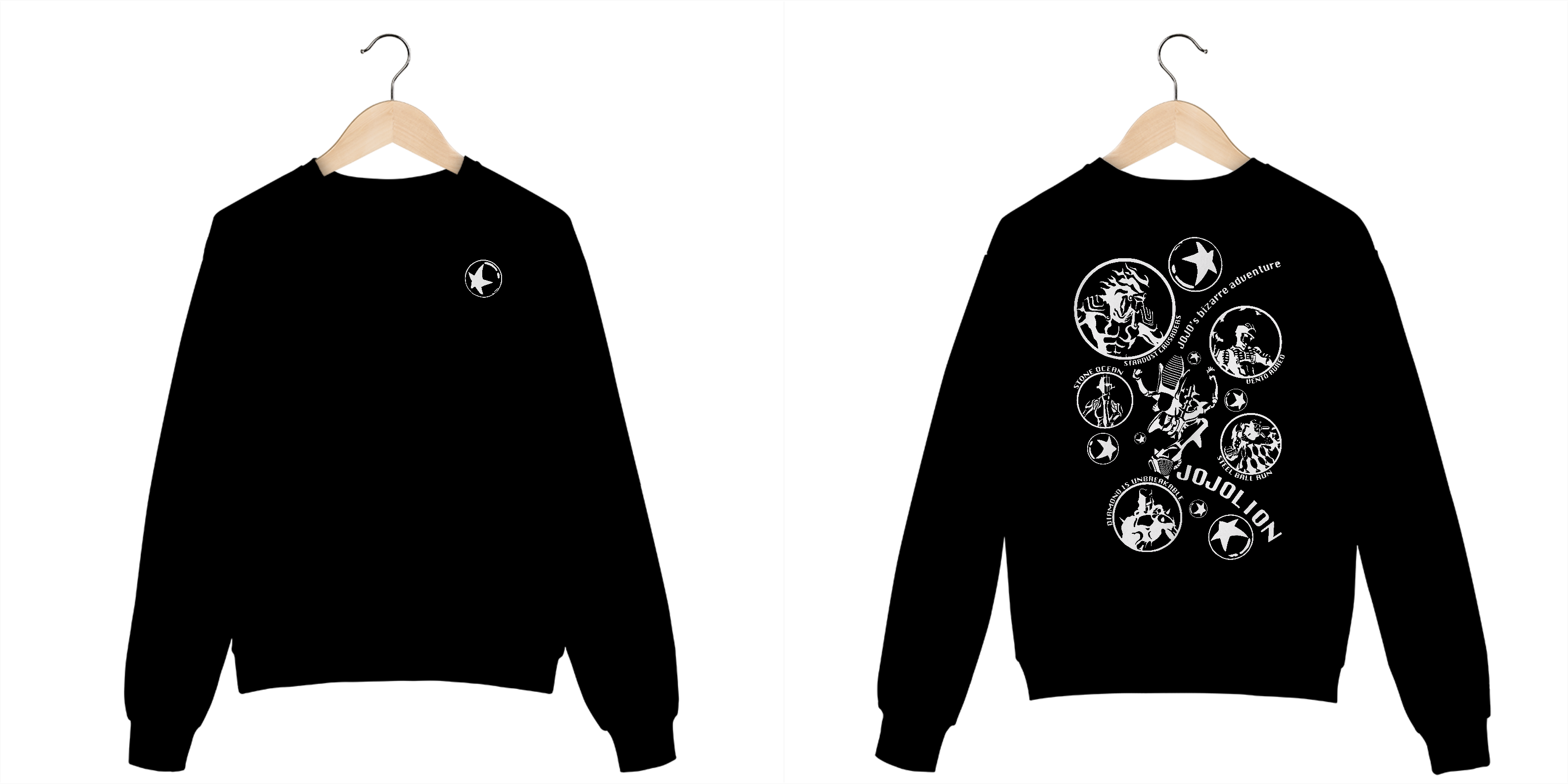 Moletom Fechado Unisex Joestar Frente Costas