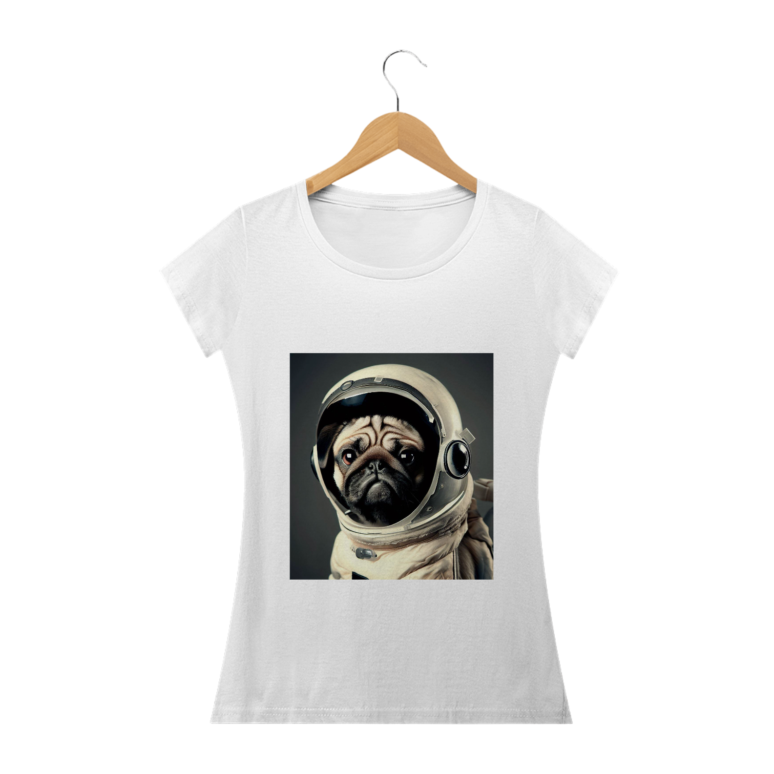 Nome do produto  Camiseta feminina Pug astronauta