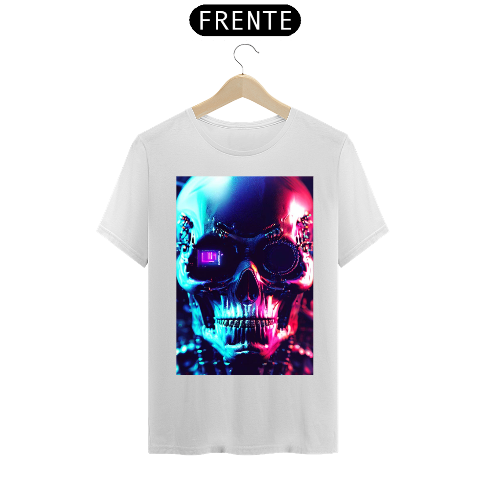 Nome do produto  Camiseta masculina Caveira Cyberpunk