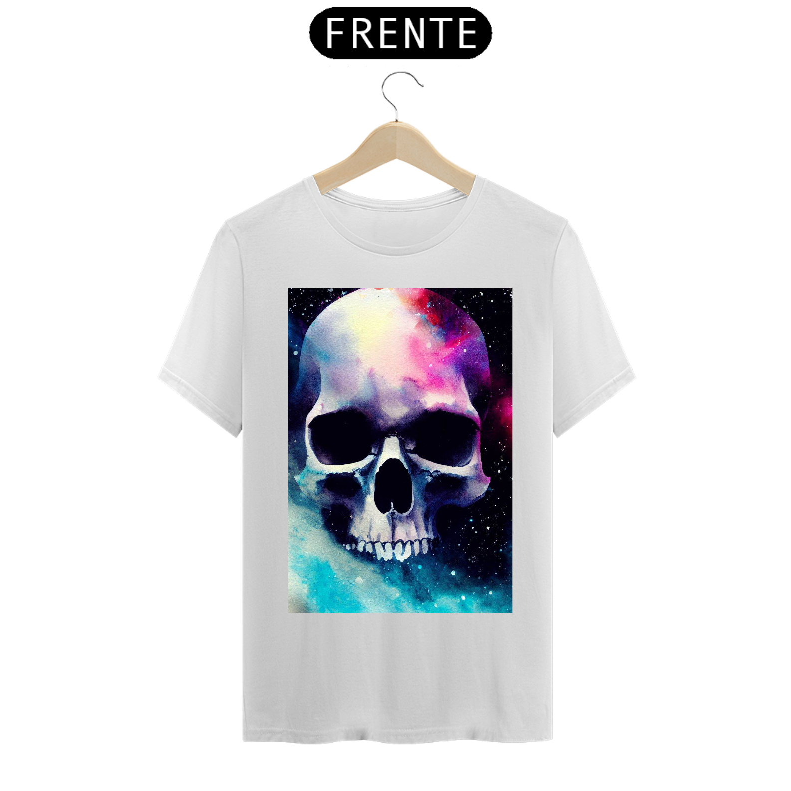 Nome do produto  Camiseta masculina caveira aquarela 