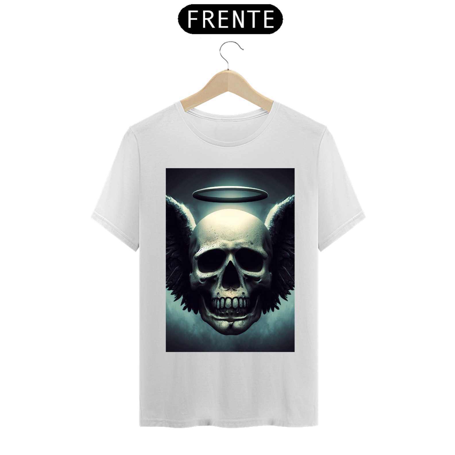 Nome do produto  Camiseta masculina caveira asas de anjo