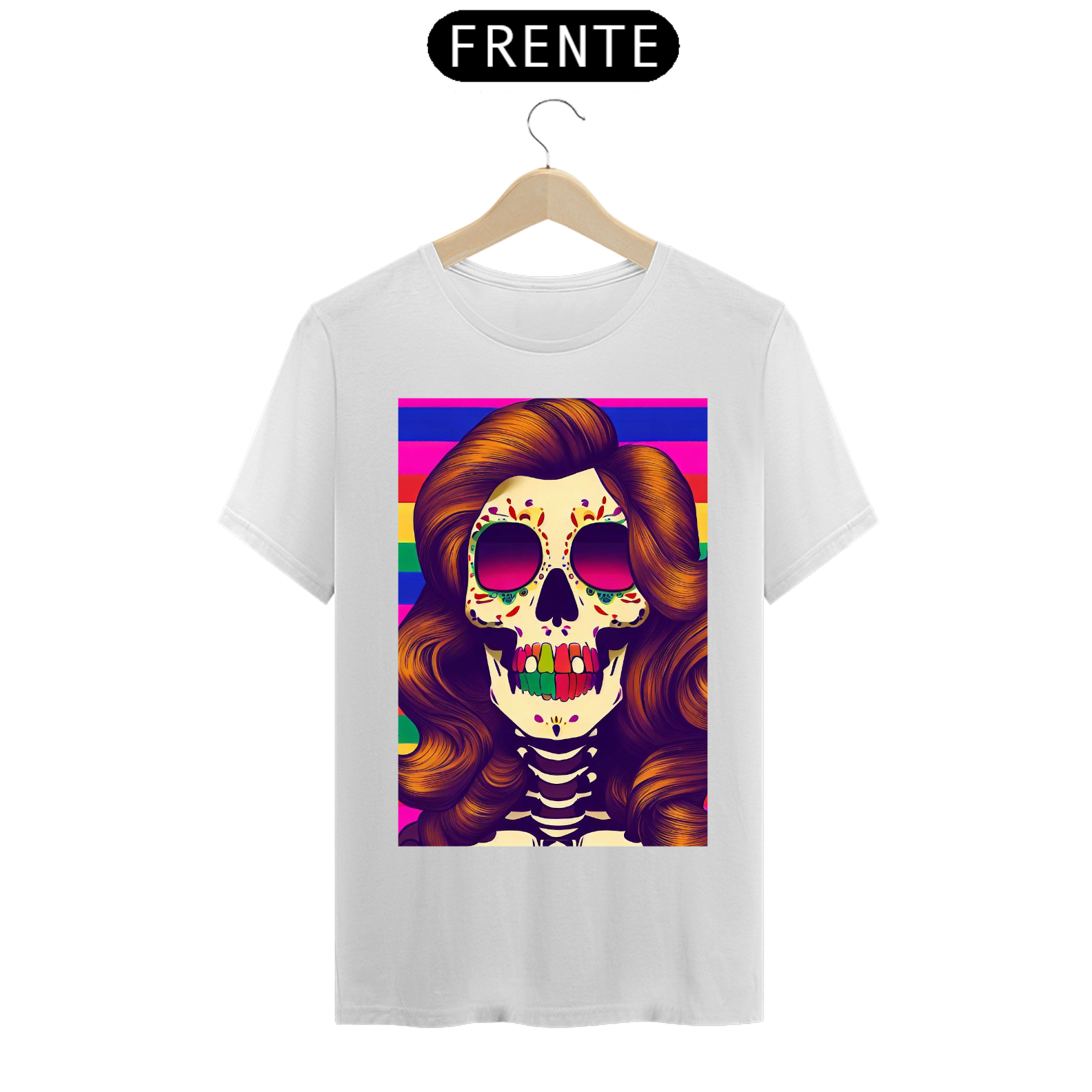 Nome do produto  Camiseta masculina caveira mexicana colors