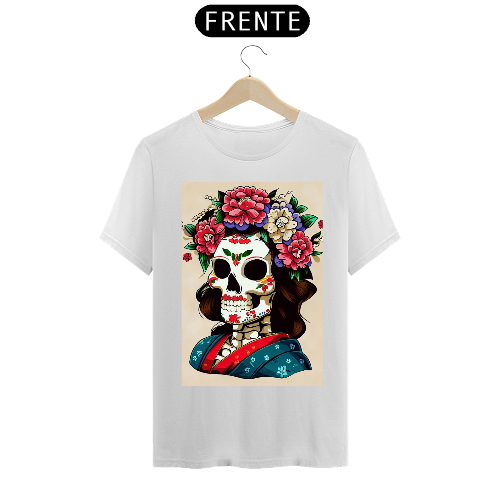 Nome do produto  Camiseta masculina caveira mexicana gueixa