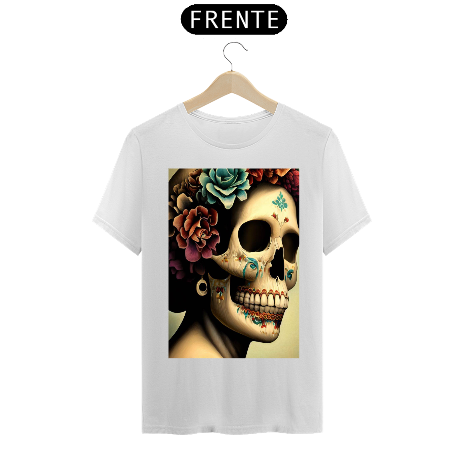 Nome do produto  Camiseta masculina caveira mexicana realismo