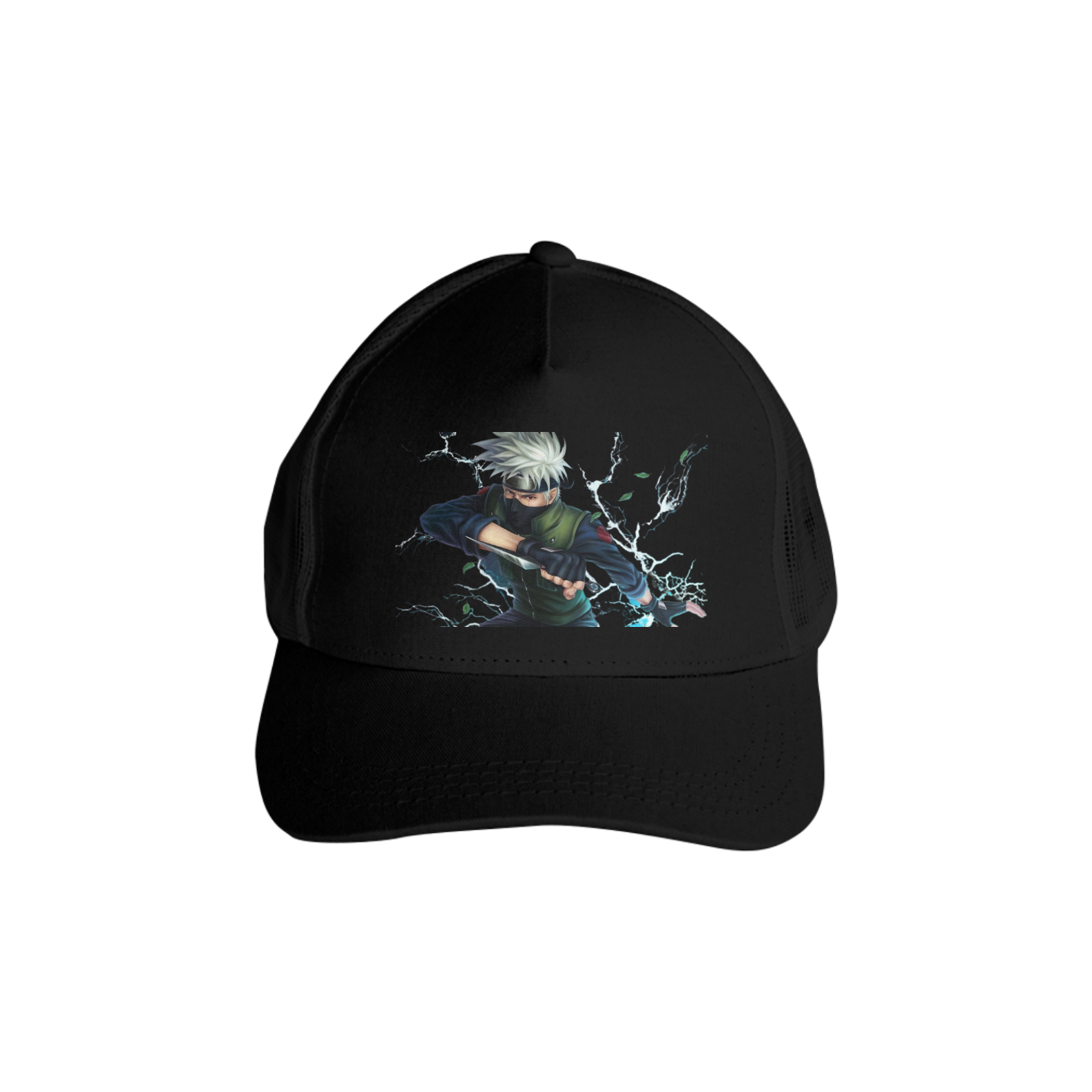 Nome do produto: Boné Americano Trucker Aba Curva Anime Naruto Kakashi