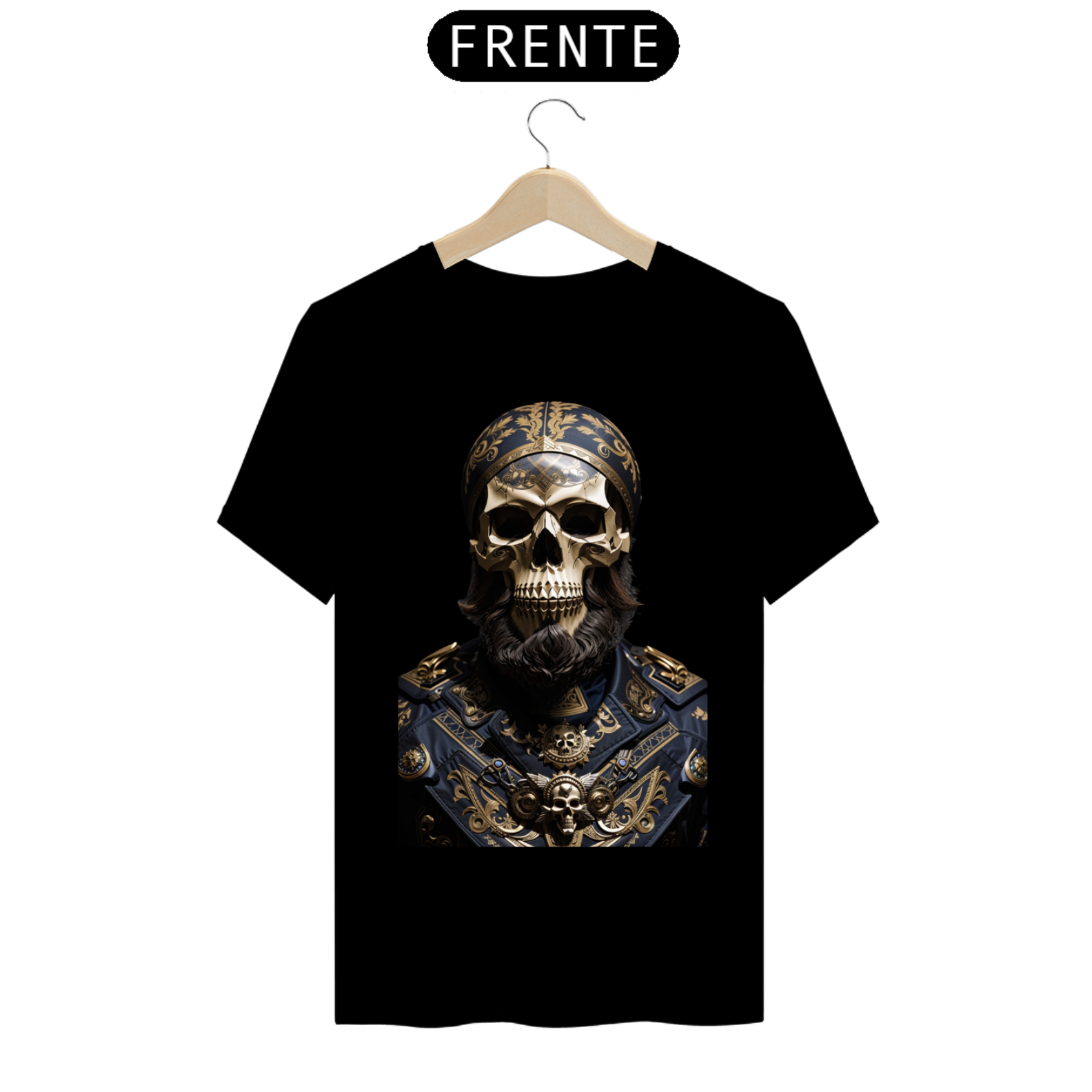 Nome do produto: CAMISETA CLÁSSICA CAVEIRA COM BARBA