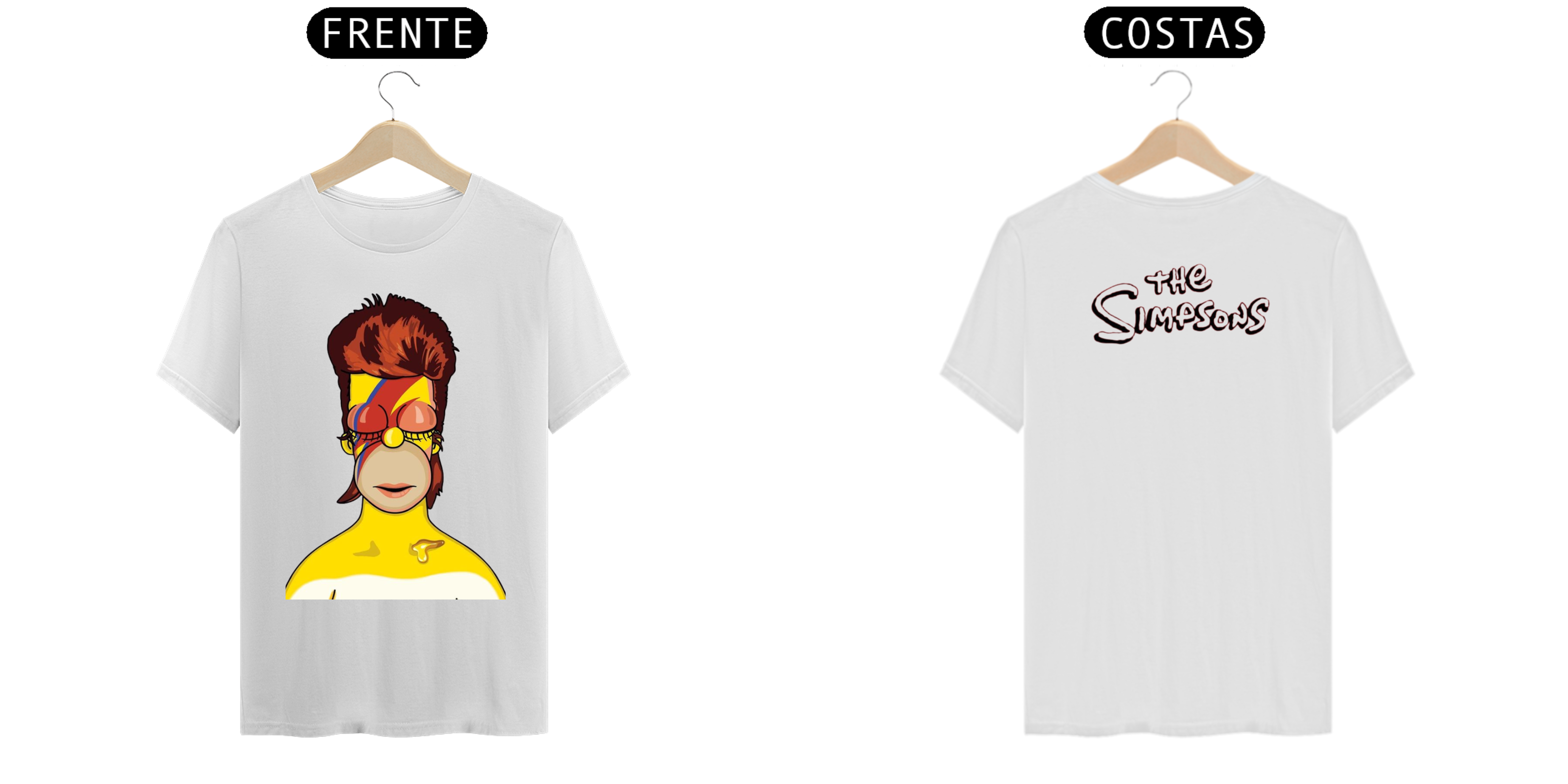 T.Shirt Prime - Coleção The Simpsons - Homer Simpson Referência á David Bowie