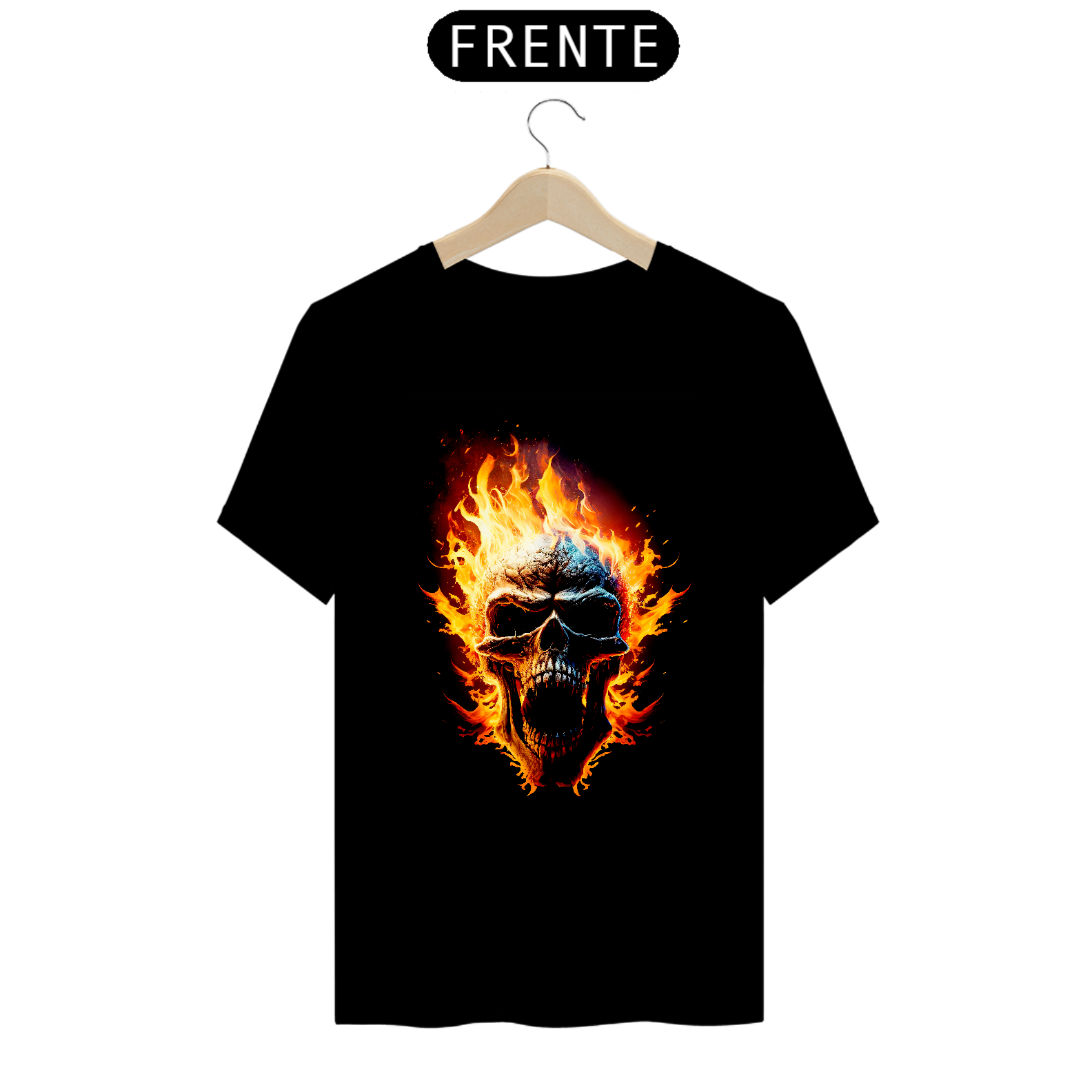 Camiseta caveira de fogo