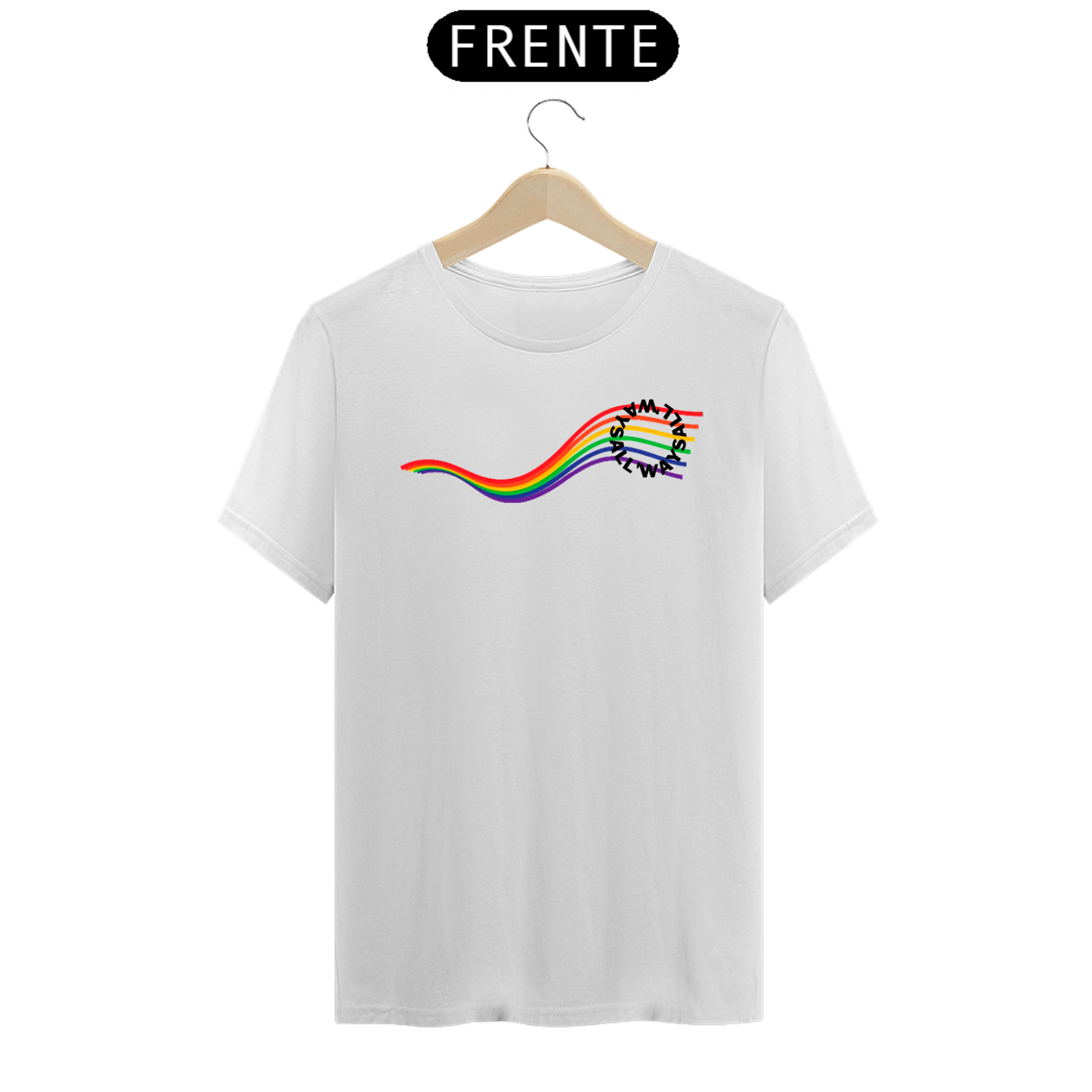 T-Shirt Prime Branco All'Ways Logo Arco-Íris