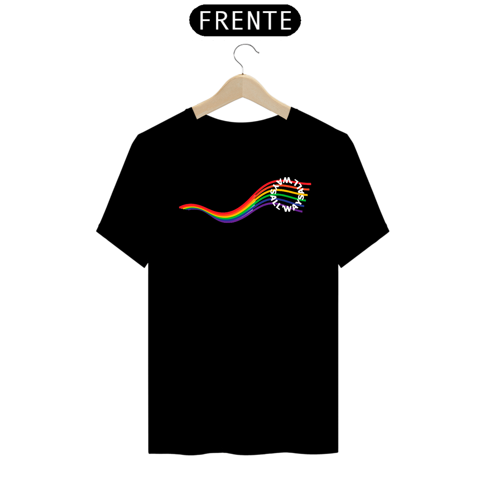 T-Shirt Prime Preto All'Ways Logo Arco-Íris