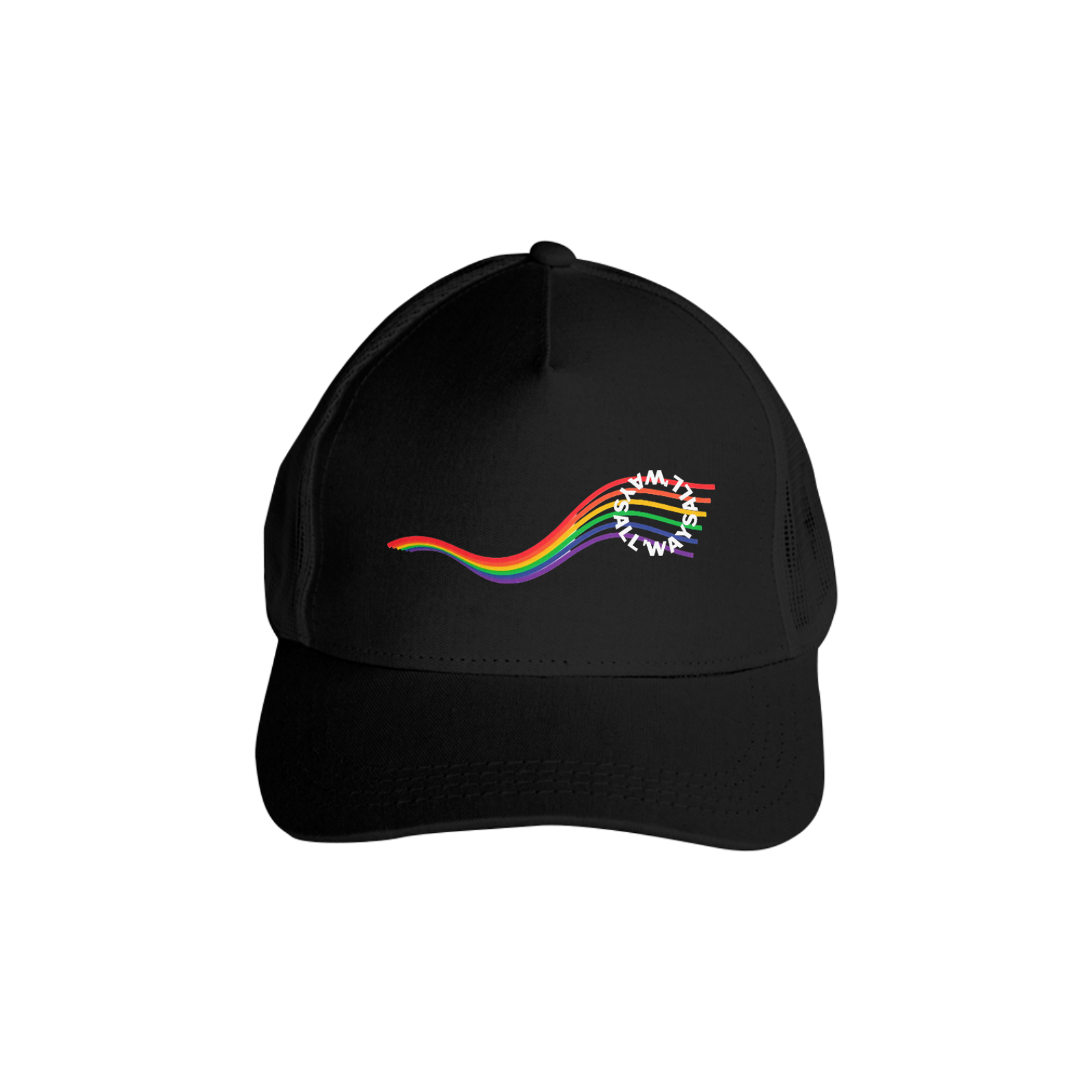Boné Com Tela All'Ways Preto Logo Arco-íris
