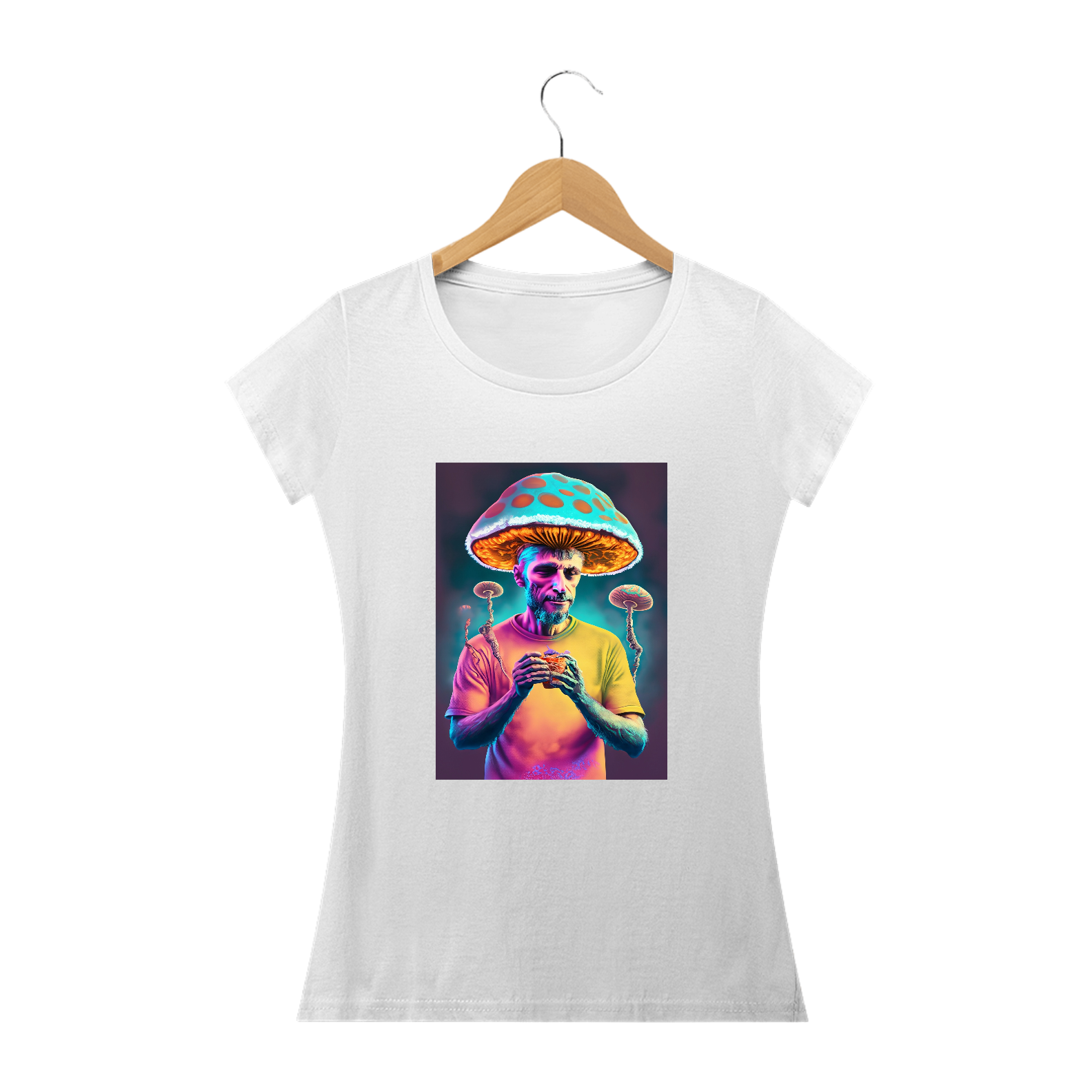 Camiseta Baby Long Coração na Mão Alucinógena Colection