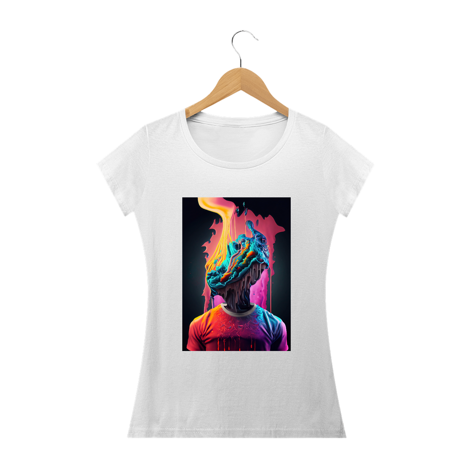 Camiseta Baby Long Nem Bateu Alucinógena Colection