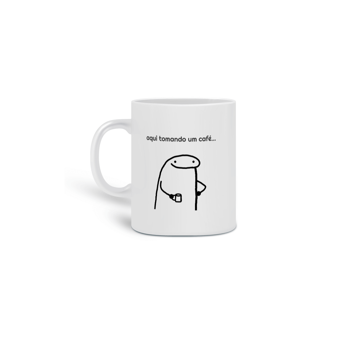 Caneca cantada tomando chá