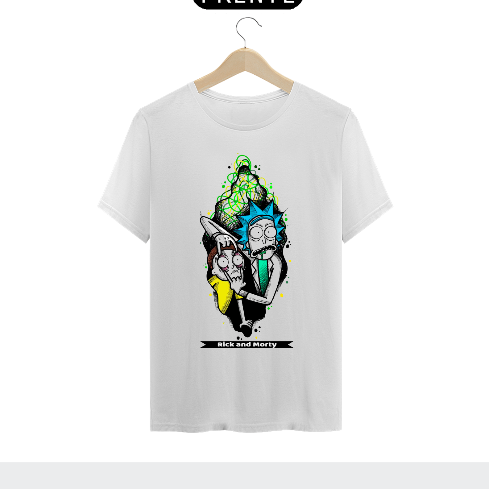 Camiseta branca estampa Rick and Morty