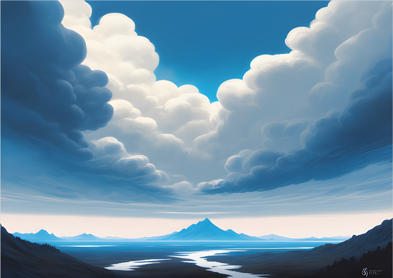 Poster Way Paisagem de Montanhas e Nuvens