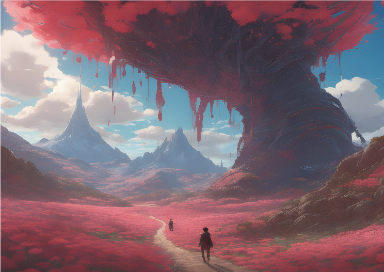 Poster Way Paisagem Campo Vermelho