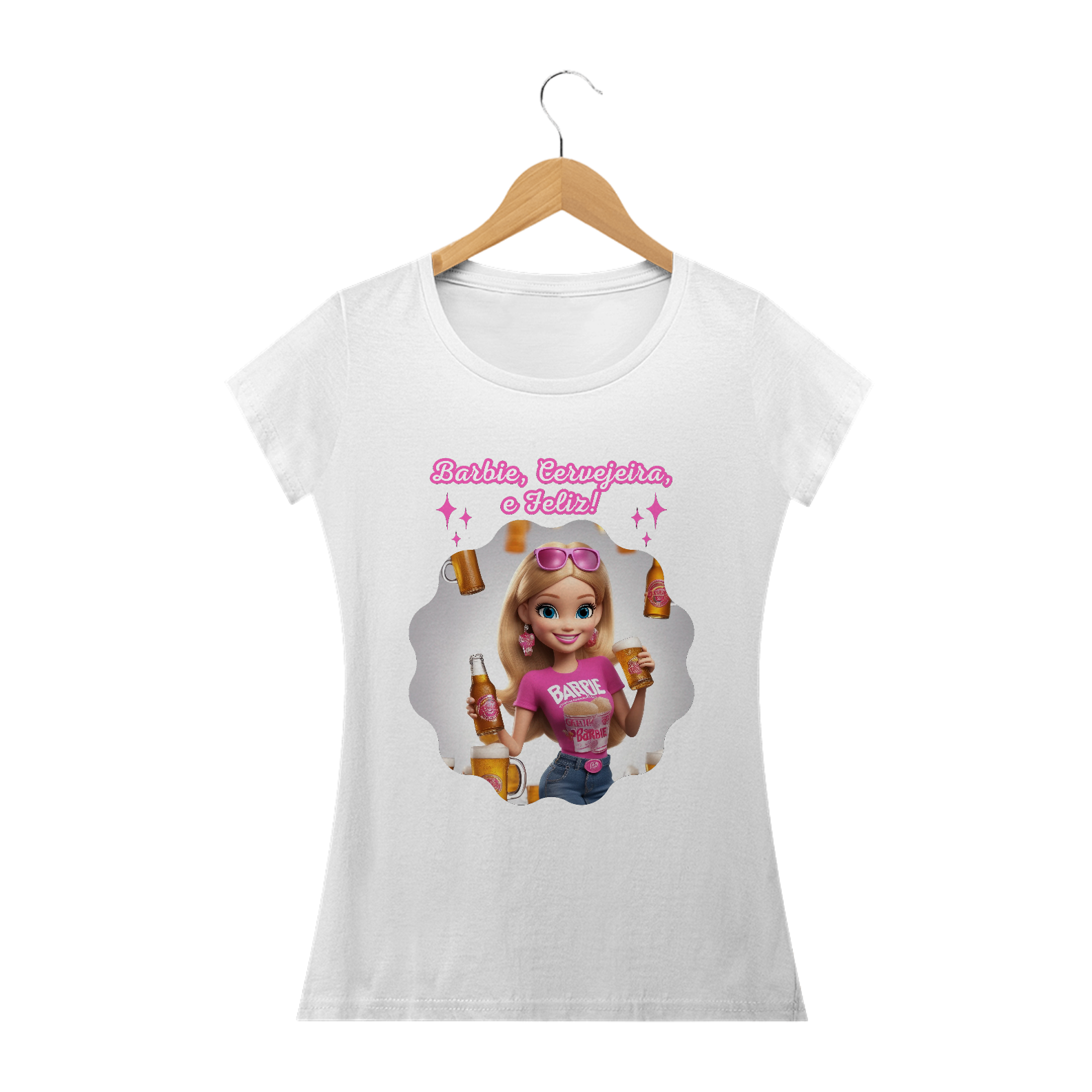 Camiseta Barbie Cervejeira - Barbie, Cervejeira e Feliz! 