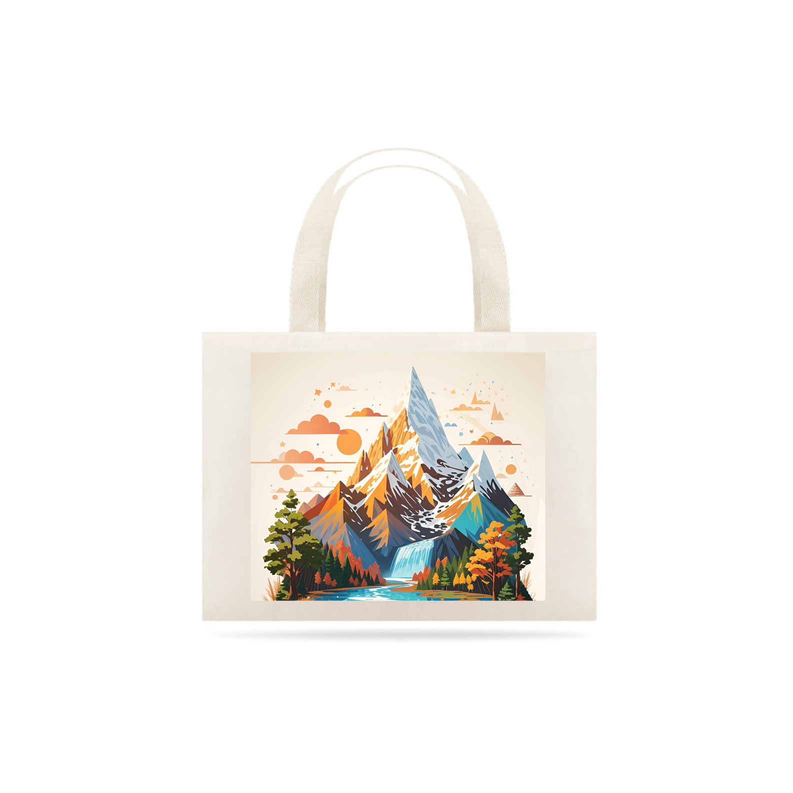 Pintura de design padrão de uma montanha com árvores