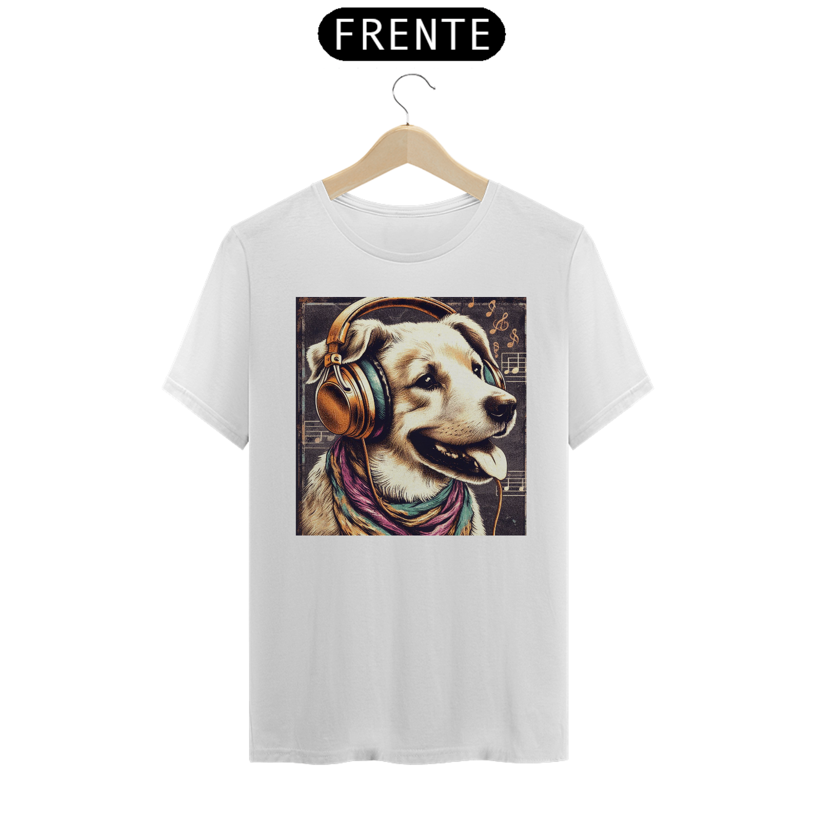 Nome do produto: Camiseta - cachorro com fones (01)