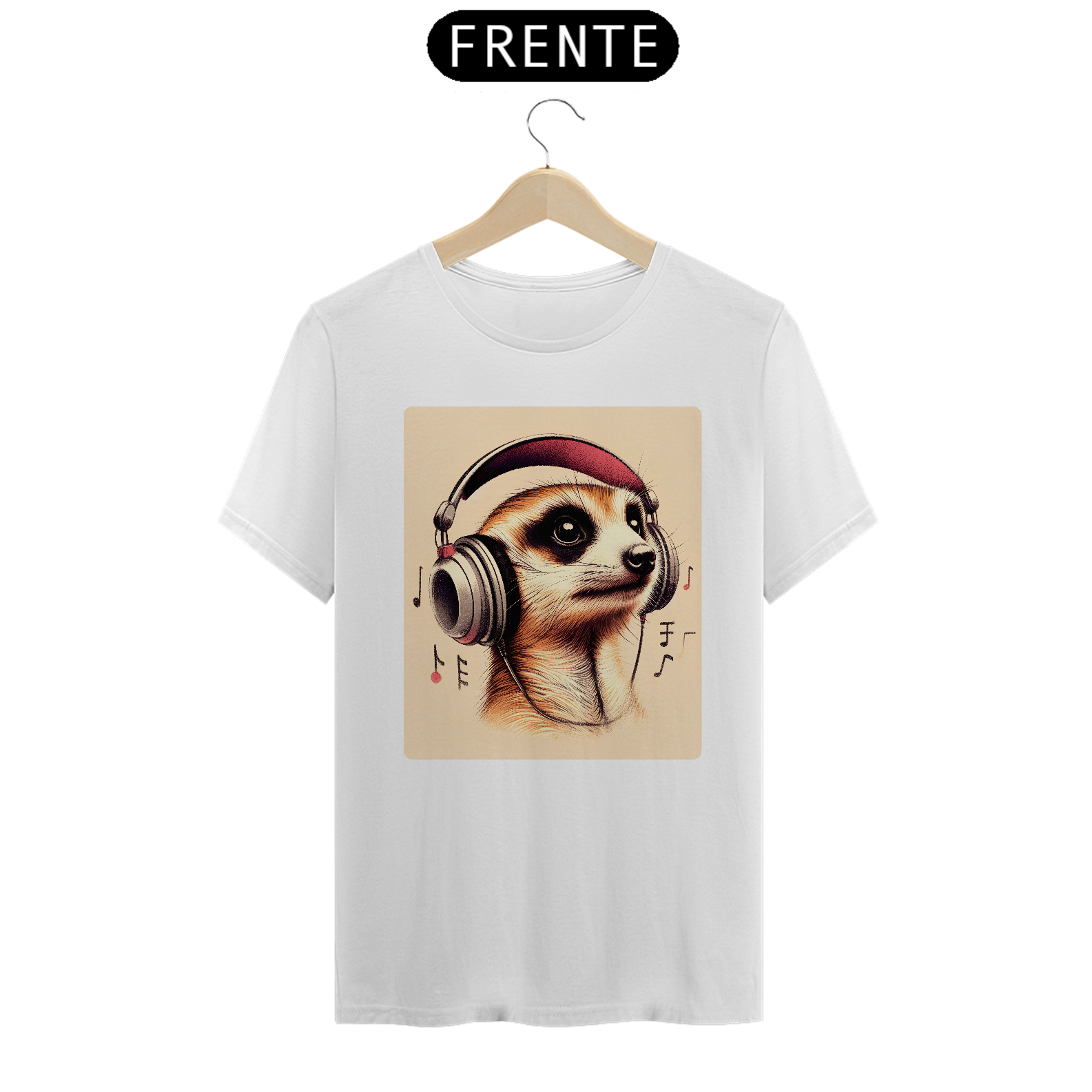 Nome do produto: Camiseta - Suricato com fones (02)