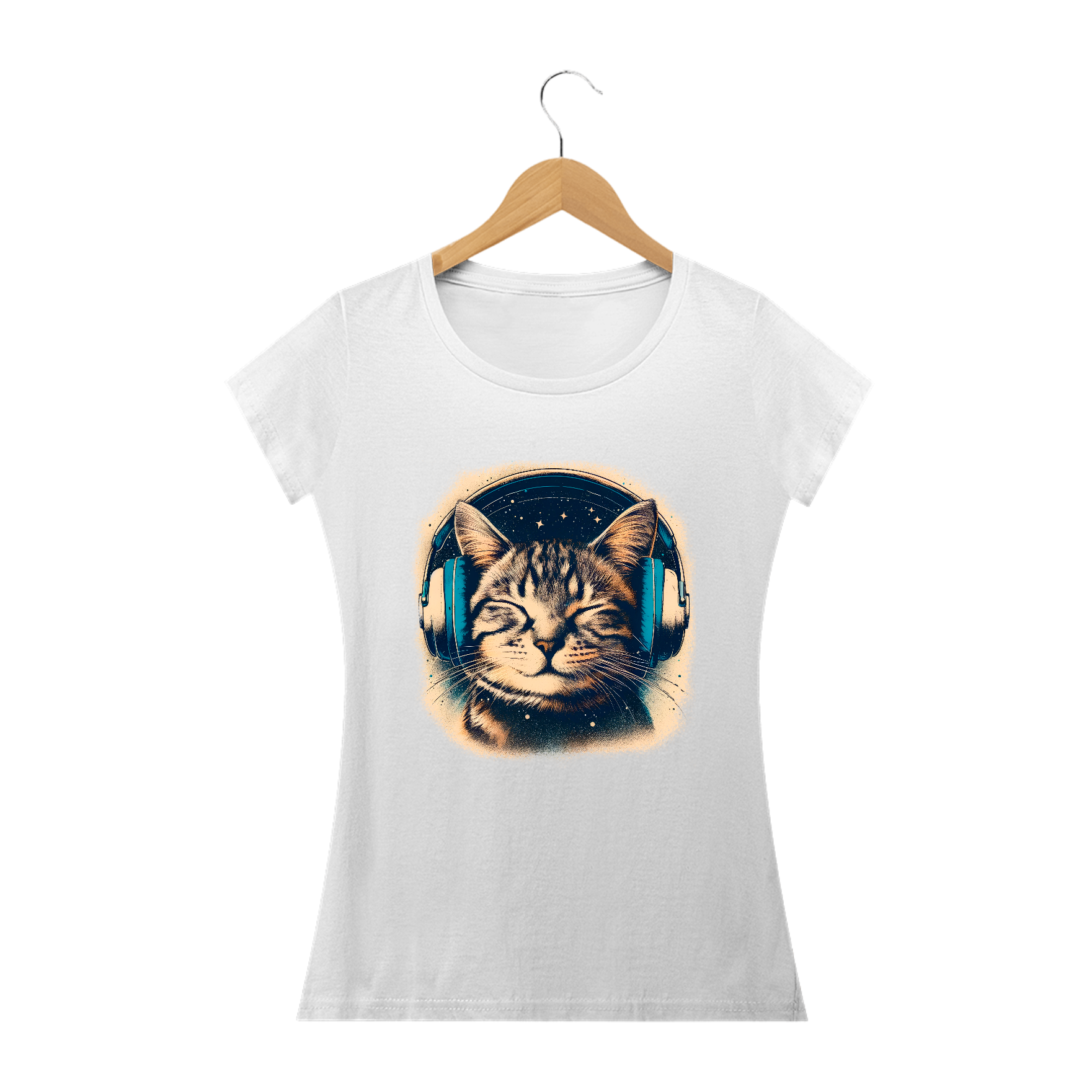 Camiseta Quality - Gato curtindo som 