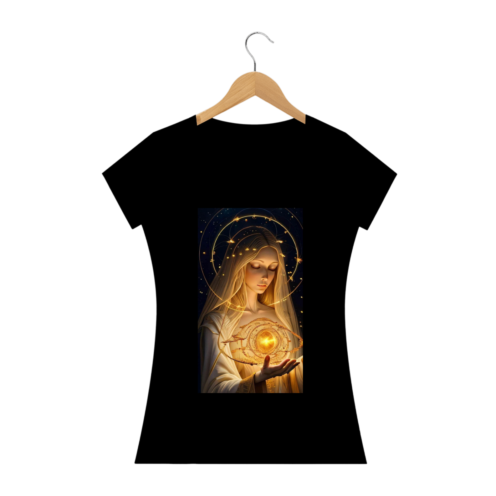 camisa estampada com imagens santa
