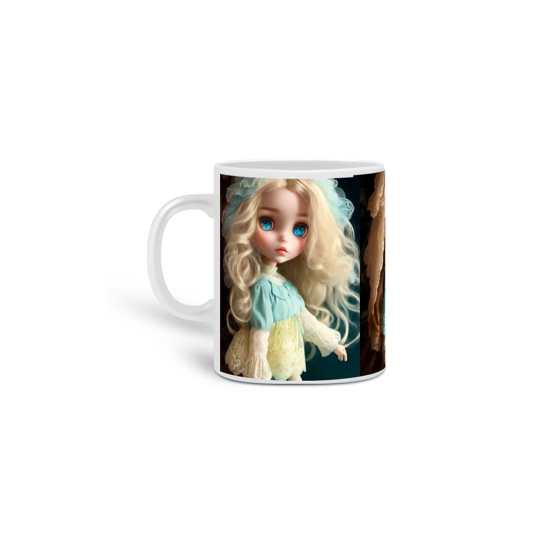caneca boneca porcelana 
