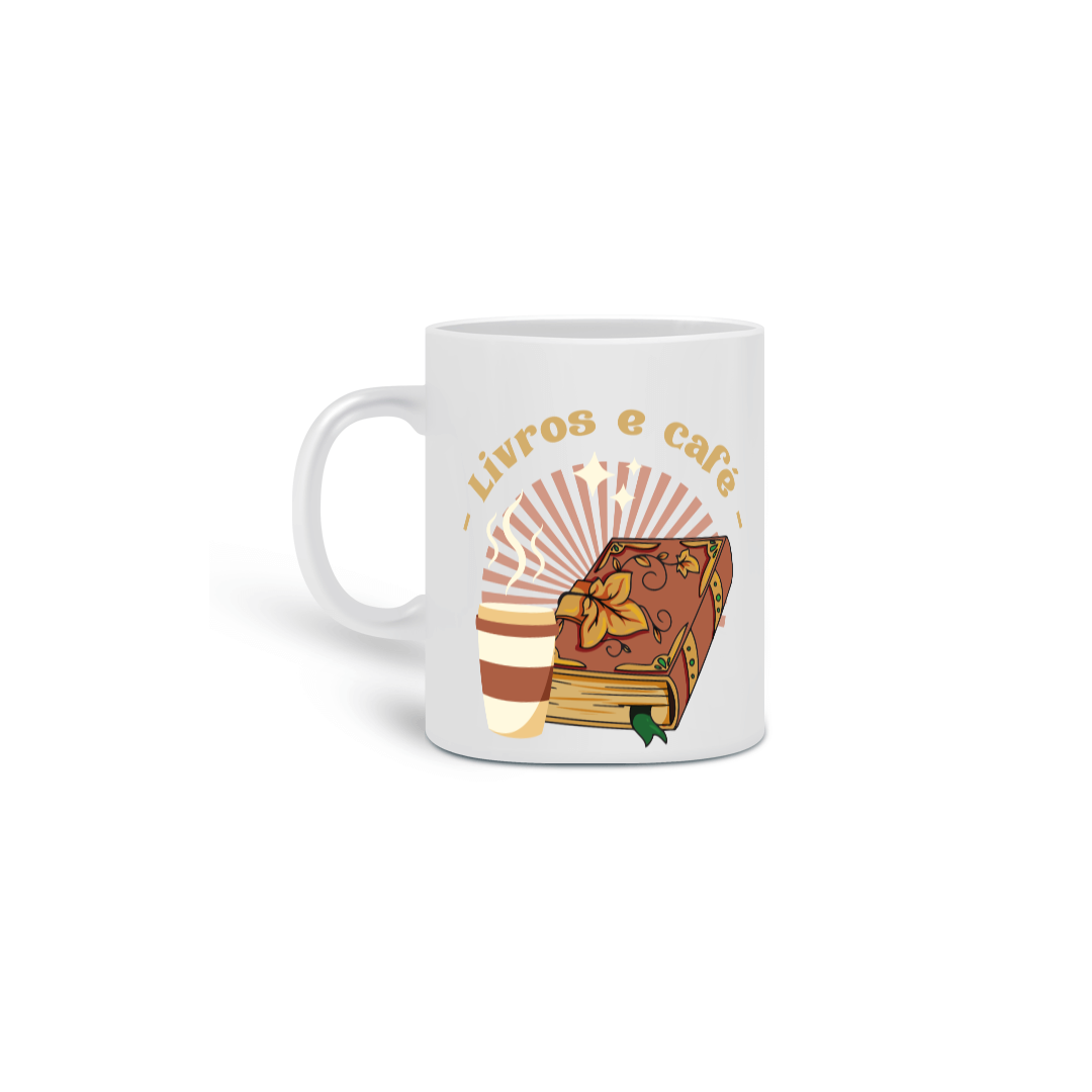 Caneca Livros e Café