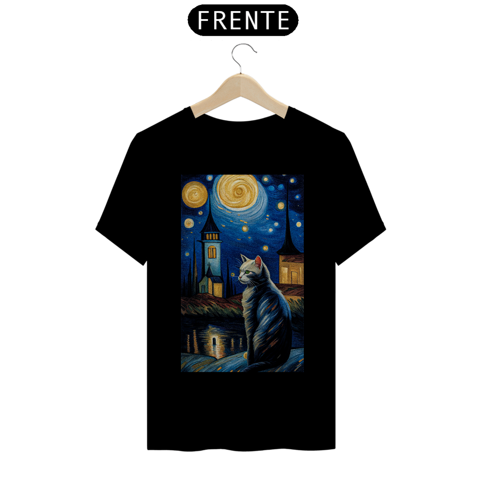 T-Shirt Gato Estrelado Van Gogh