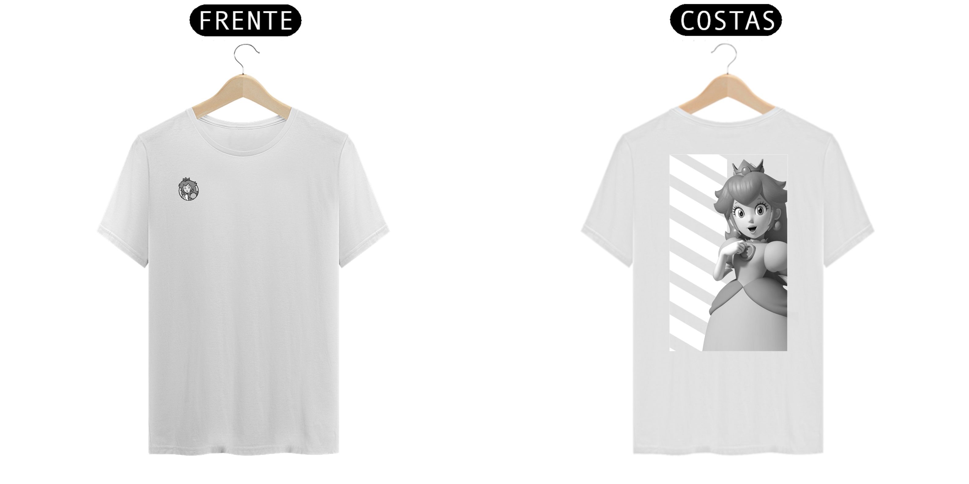 Camisa Princesa Peach (preto e branco) T-Shirt