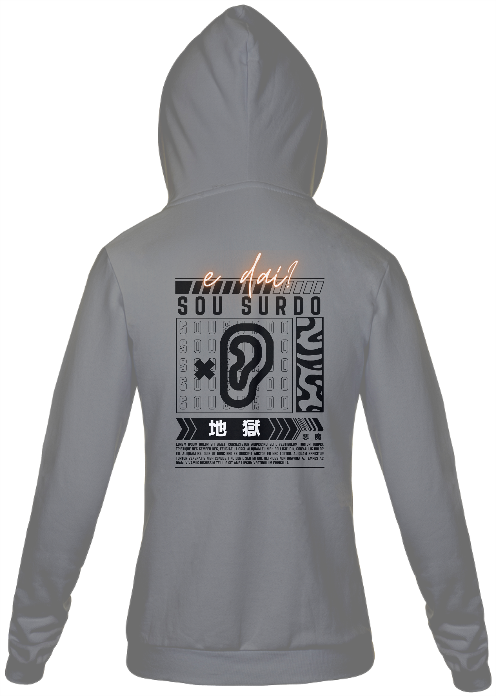 Nome do produto: Moletom Zíper Sou Surdo Neon