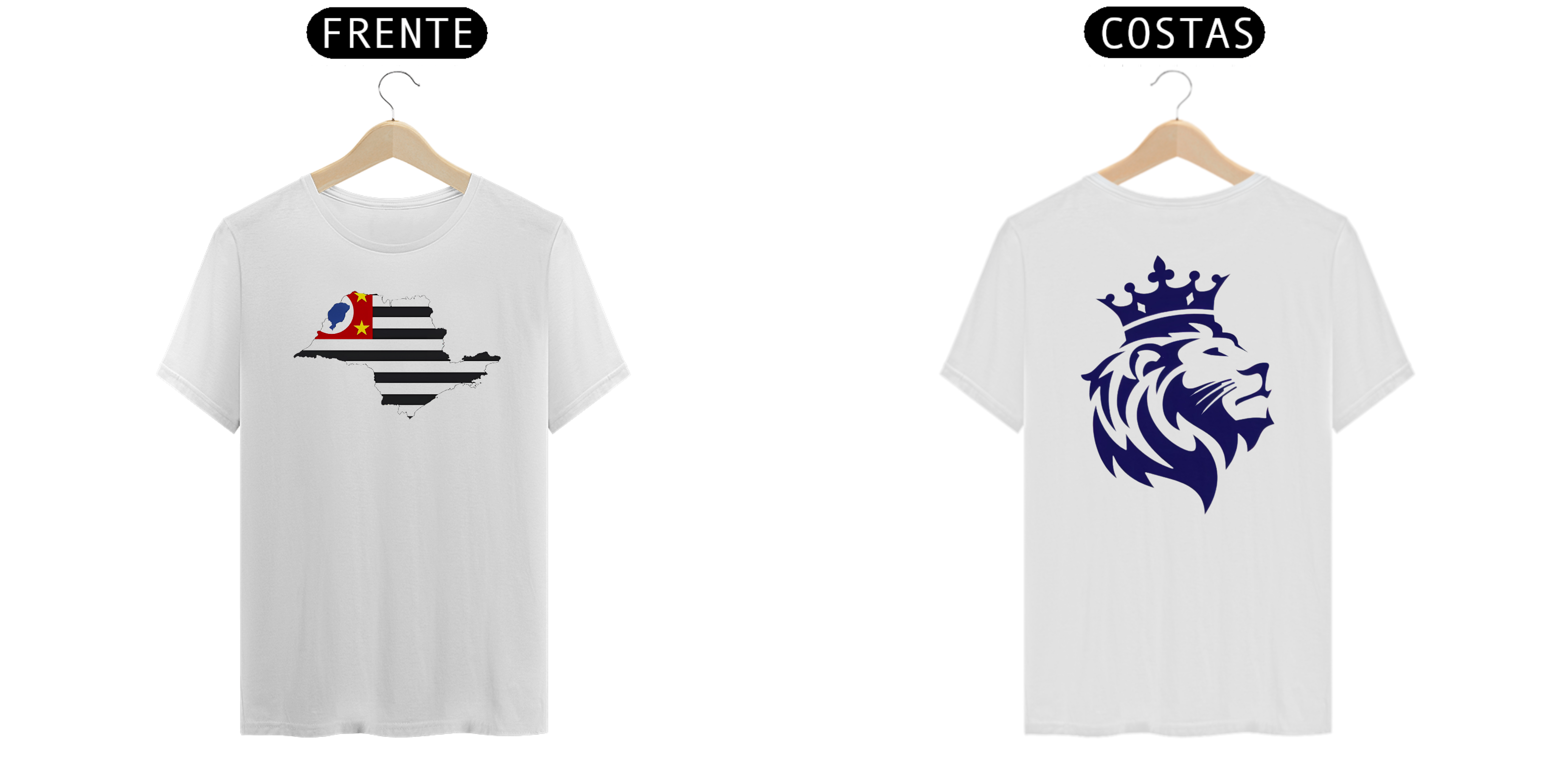 SÃO PAULO BANDEIRA FRENTE LEÃO COROADO TRAZ - CAMISETA - CLASSIC