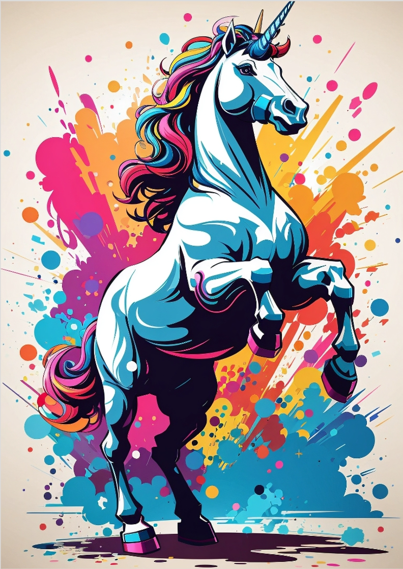 Pôster unicórnio colorido