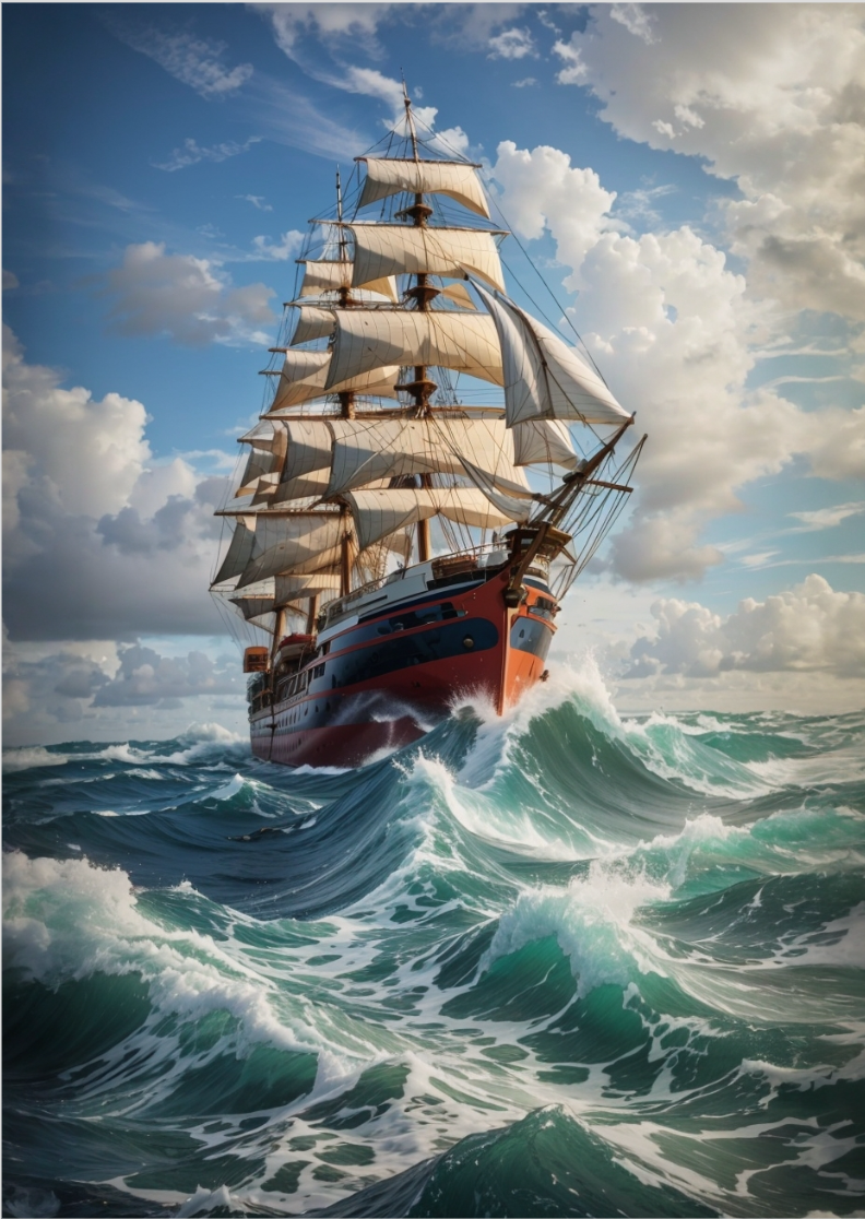 Pôster navio em alto mar