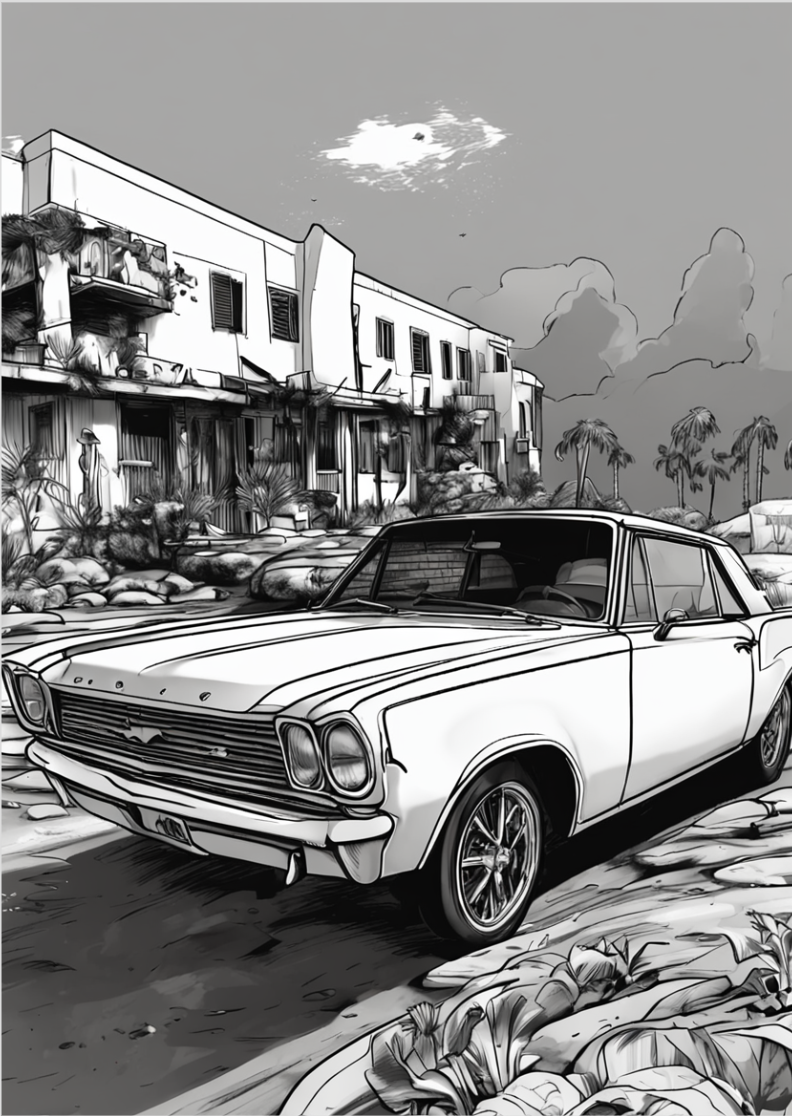 Pôster carro em P&B