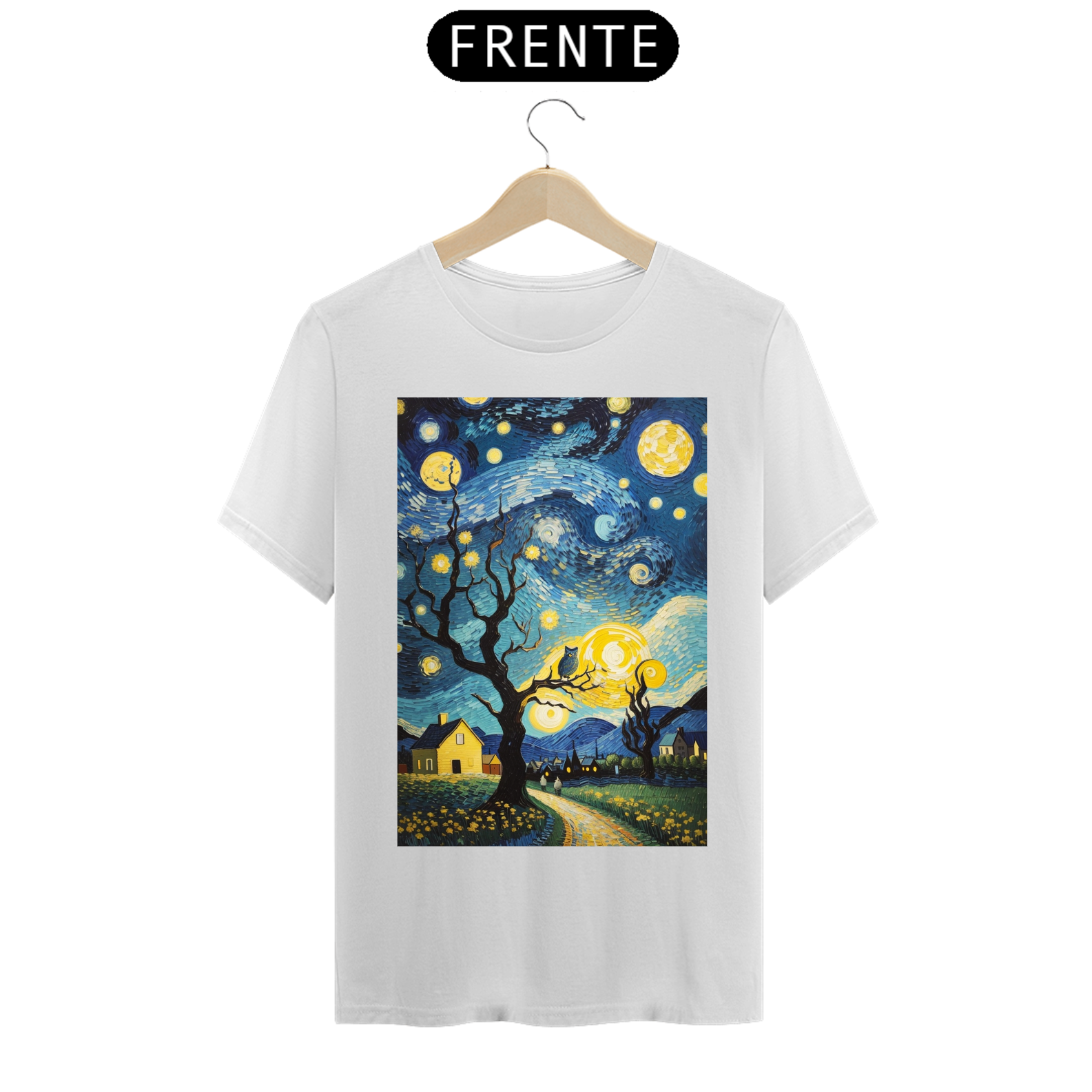 Camiseta céu estrelado feliz
