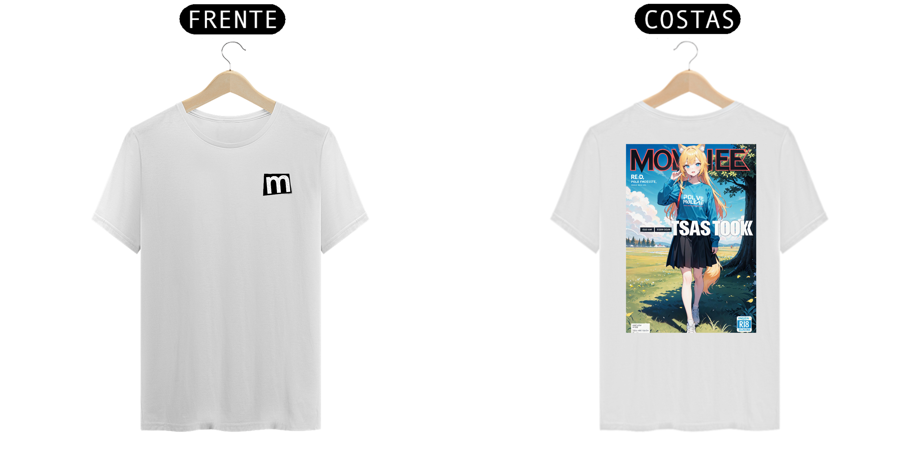 Camiseta capa de anime branca