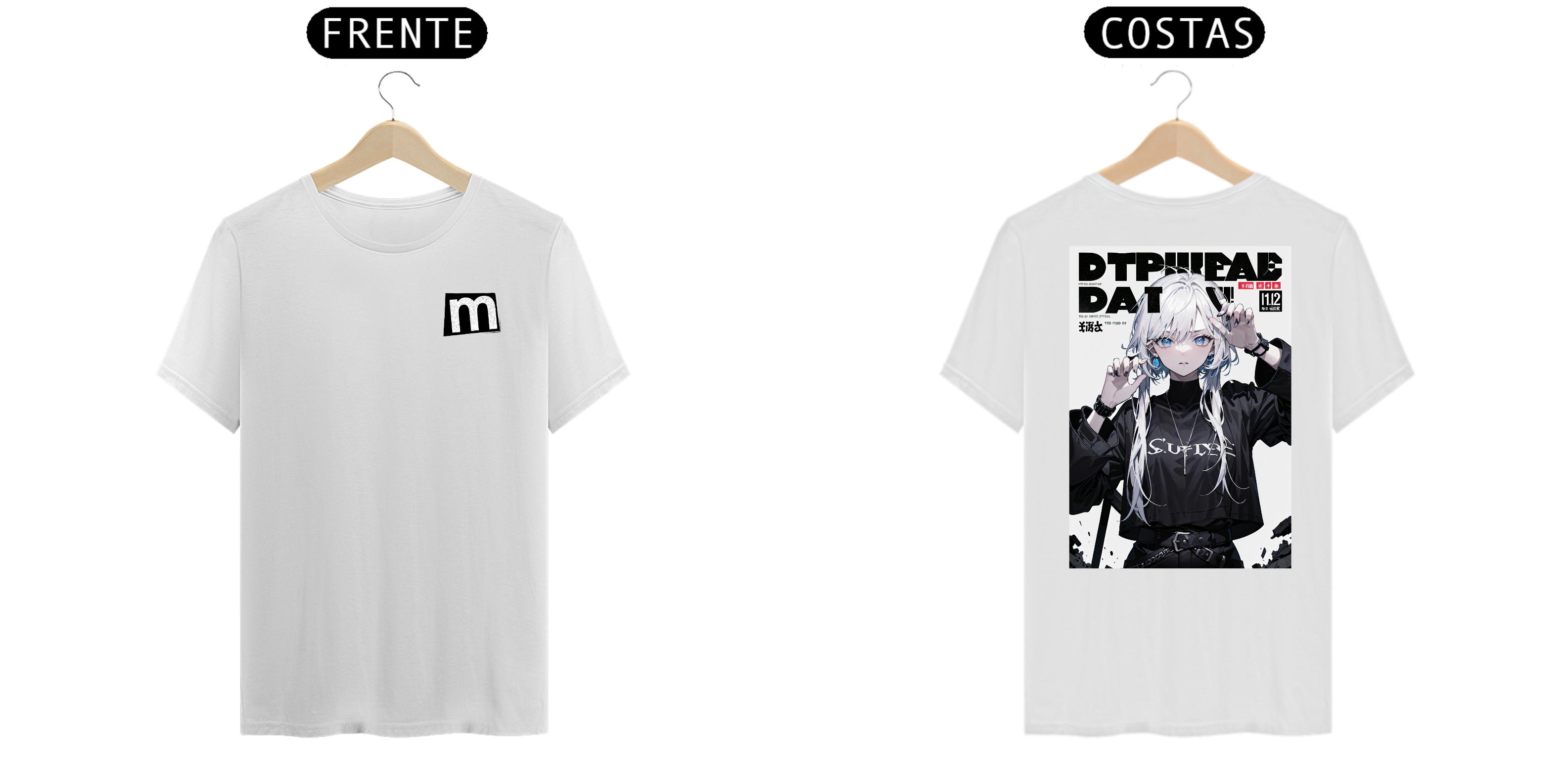 Camiseta capa de anime branca