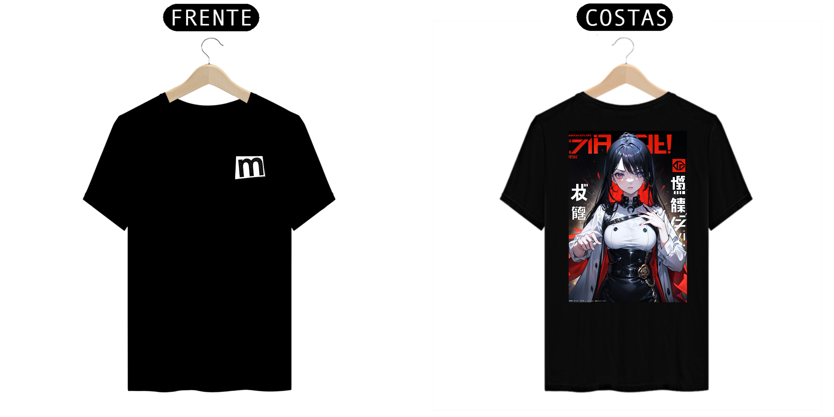 Camiseta capa de anime preta