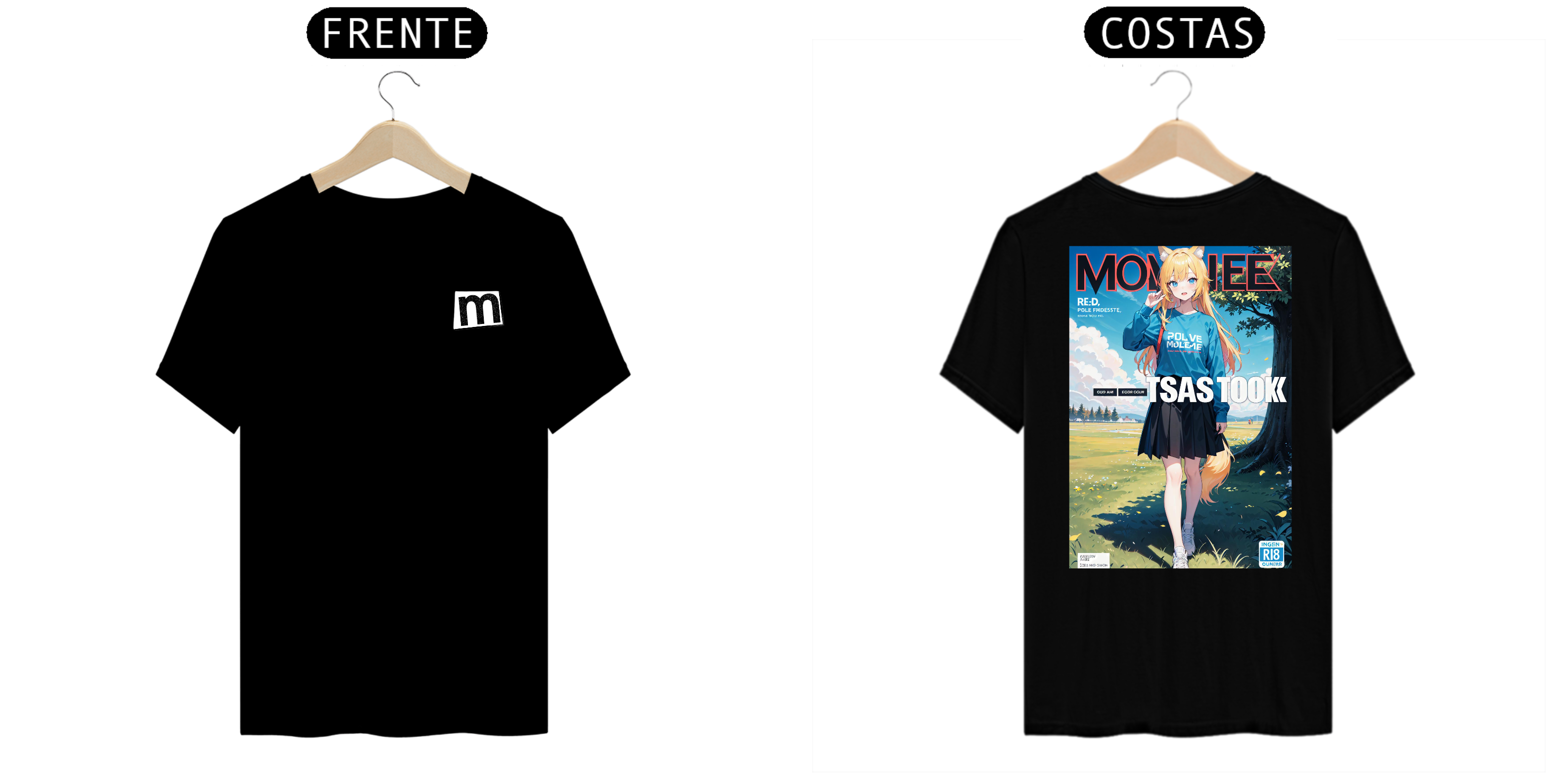 Camiseta capa de anime preta