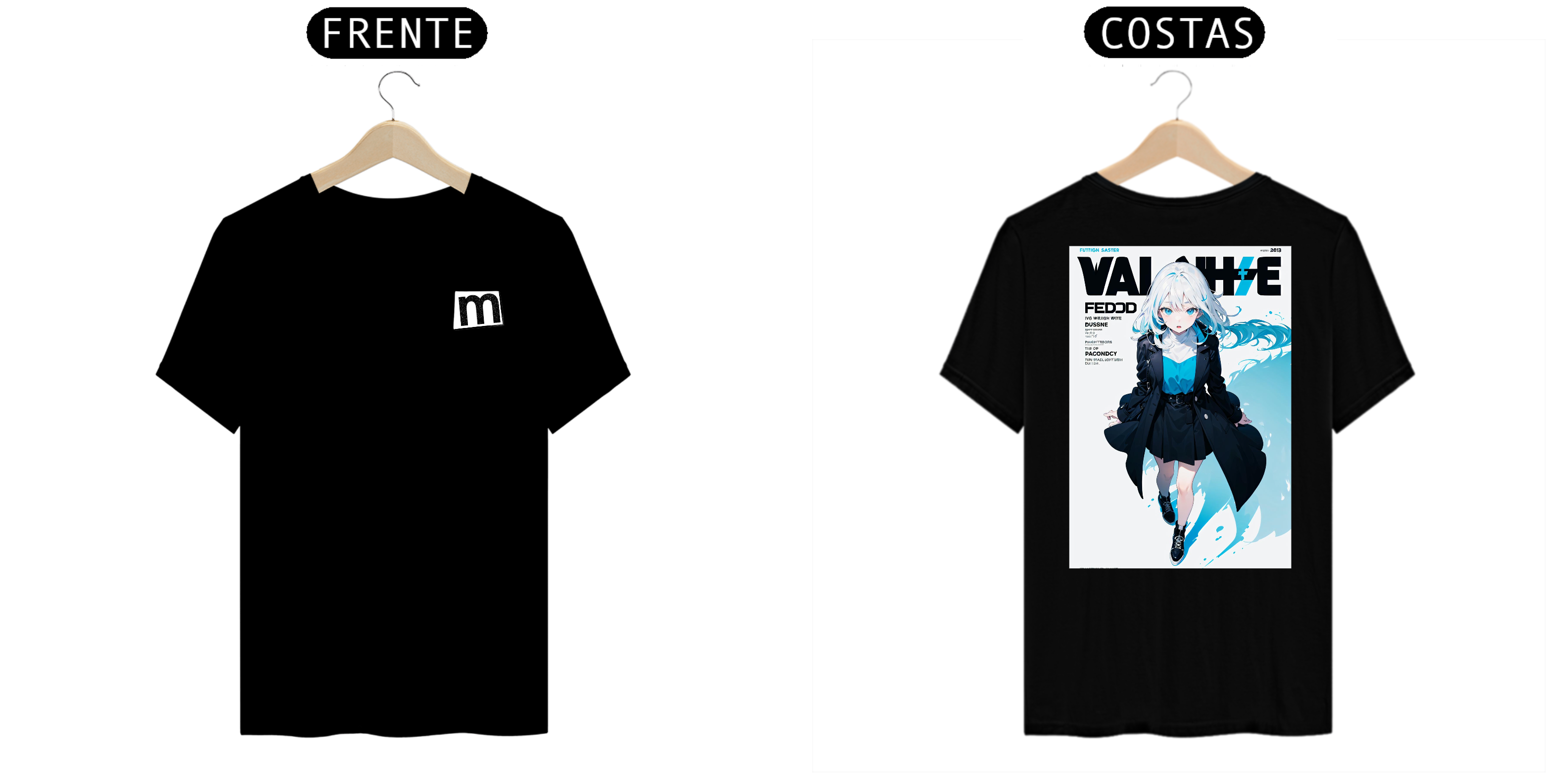 Camiseta capa de anime preta