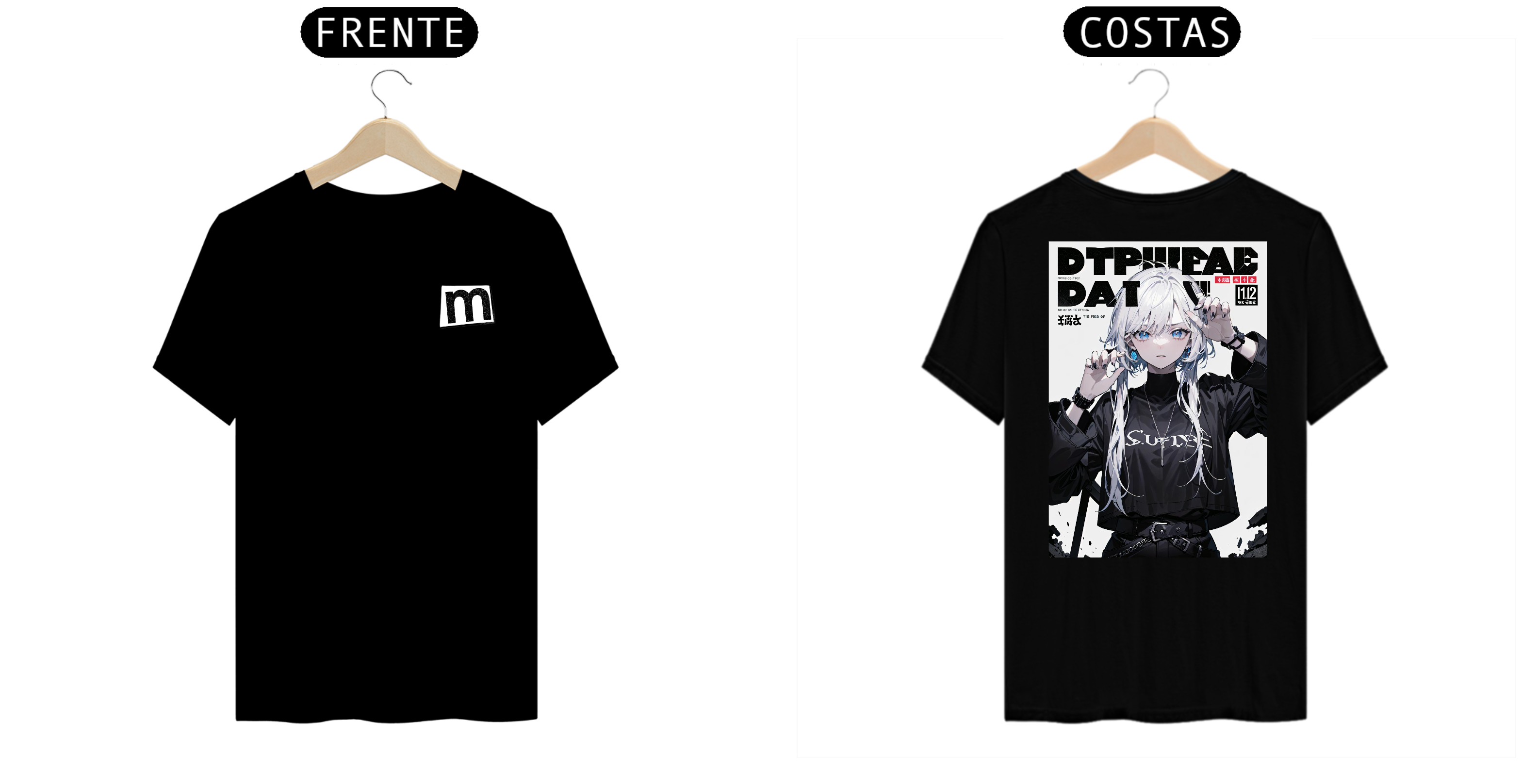 Camiseta capa de anime preta