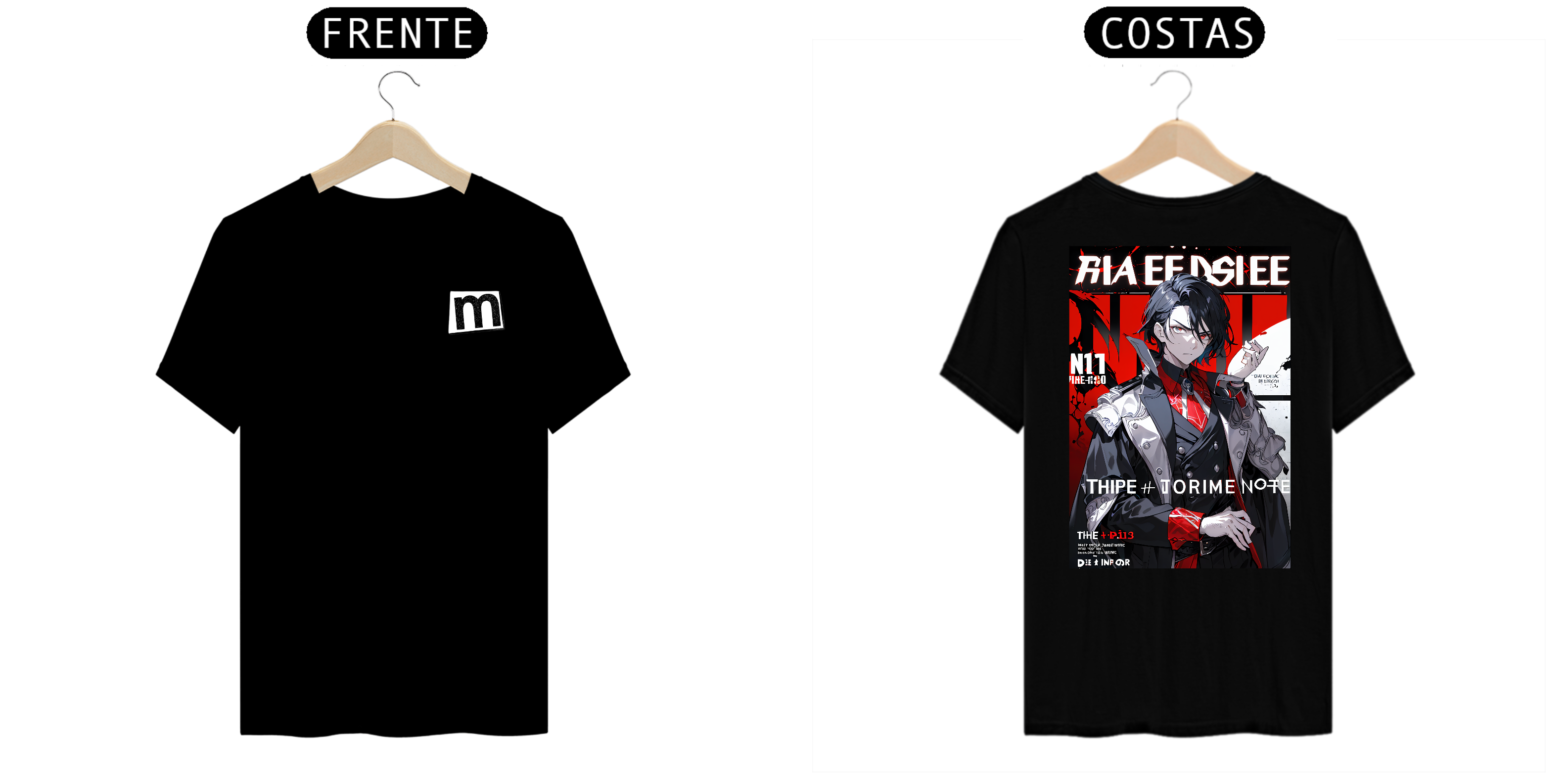 Camiseta capa de anime preta