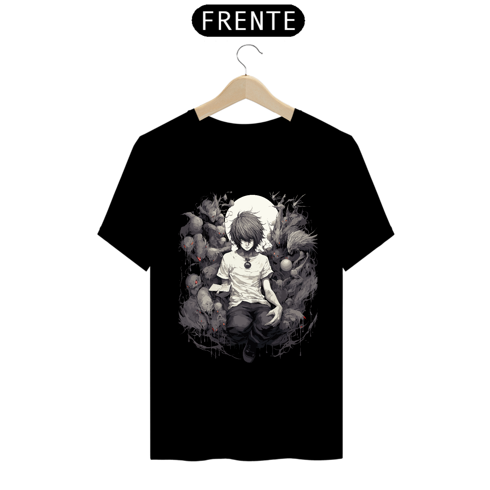 Nome do produto  Camiseta Death Note, L com o caderno da morte