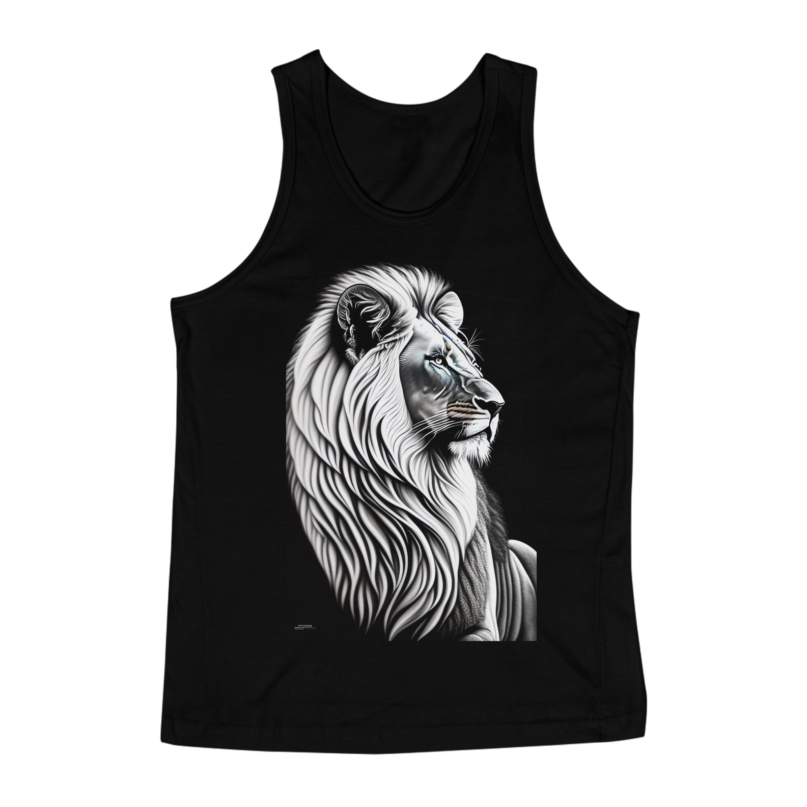 Nome do produto: Regata Preta com leão branco realista