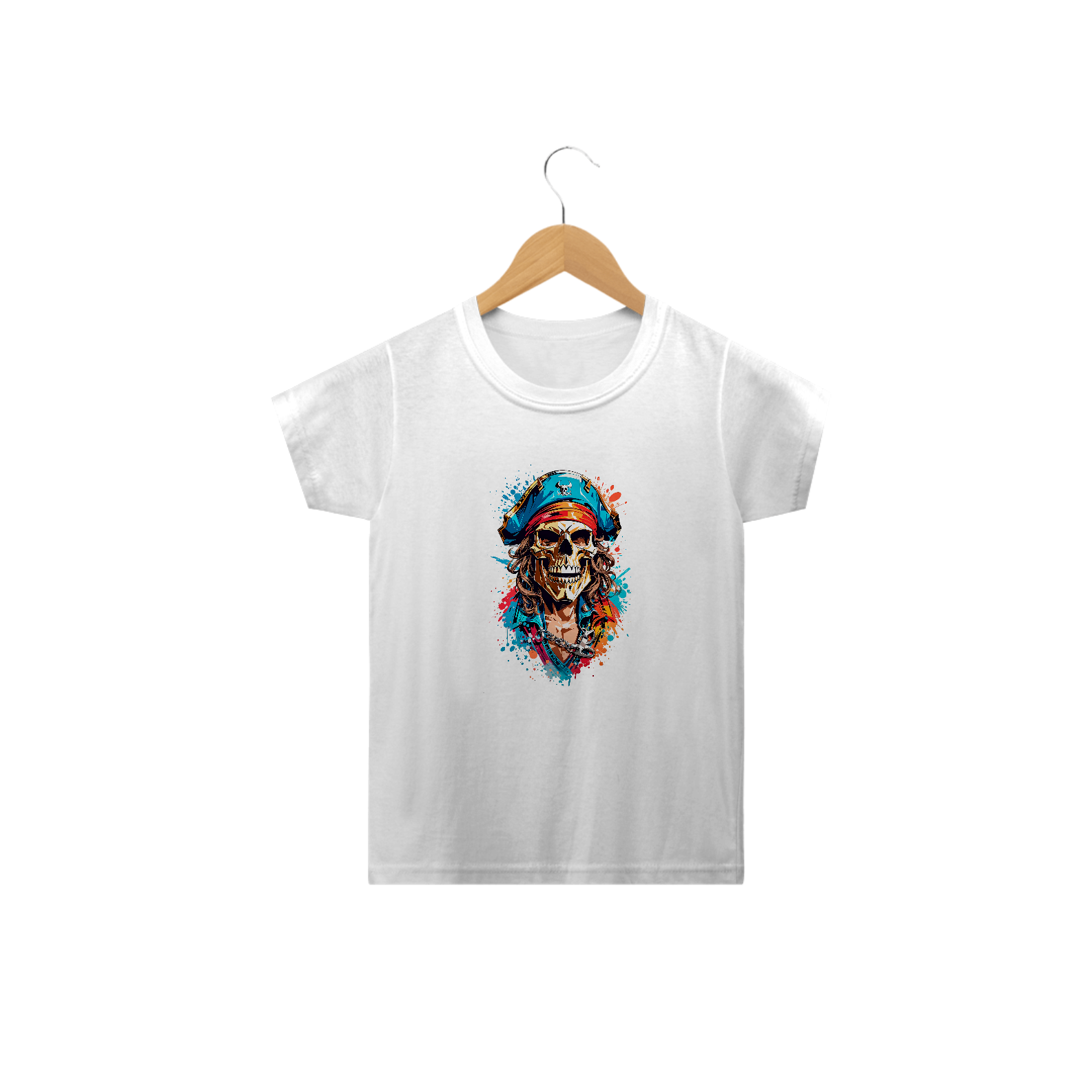 0000063 - T-Shirt Intantil Grafitti Art 021 Caveira Pirata